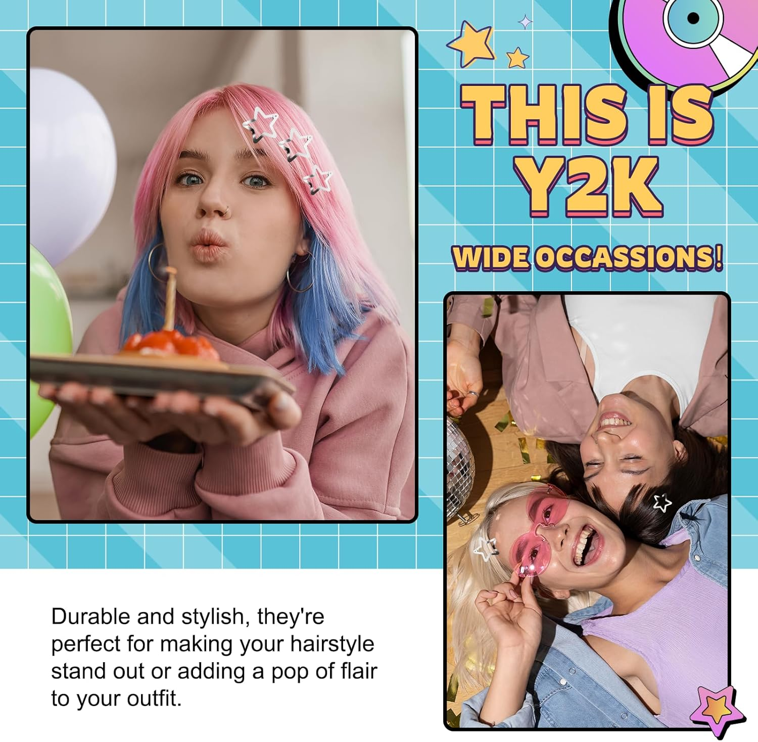 HOYOLS 55Pcs Silver Star Hair Clips, Y2K Mini Metal Barrettes for Women Girls Teens, Non-Slip Fashion Accessories for Bangs Braids Styling (Mixed Sizes) image number 4