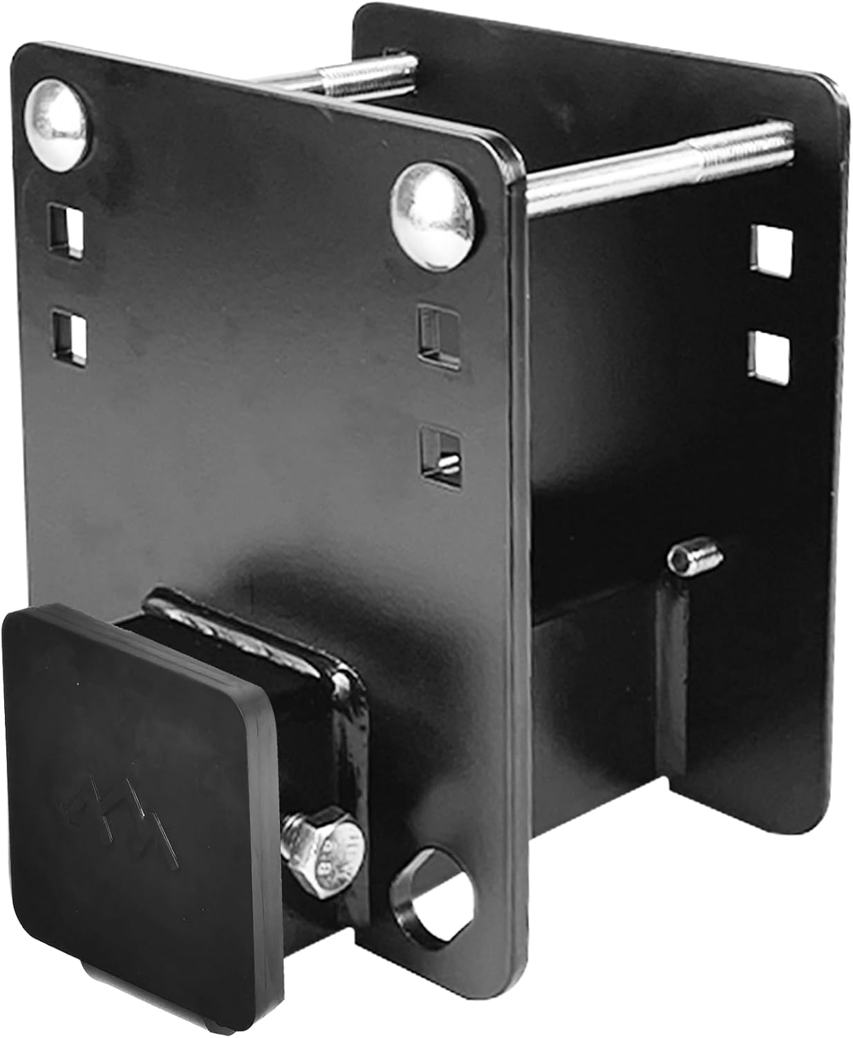 Hitch Receiver 2 Inch Adapter Receiver Fits for 4 X 4 Inches RV Bumper Square Bumper Beam Level Trailer Towing Purpose (Upgrade Include Cover) image number 2