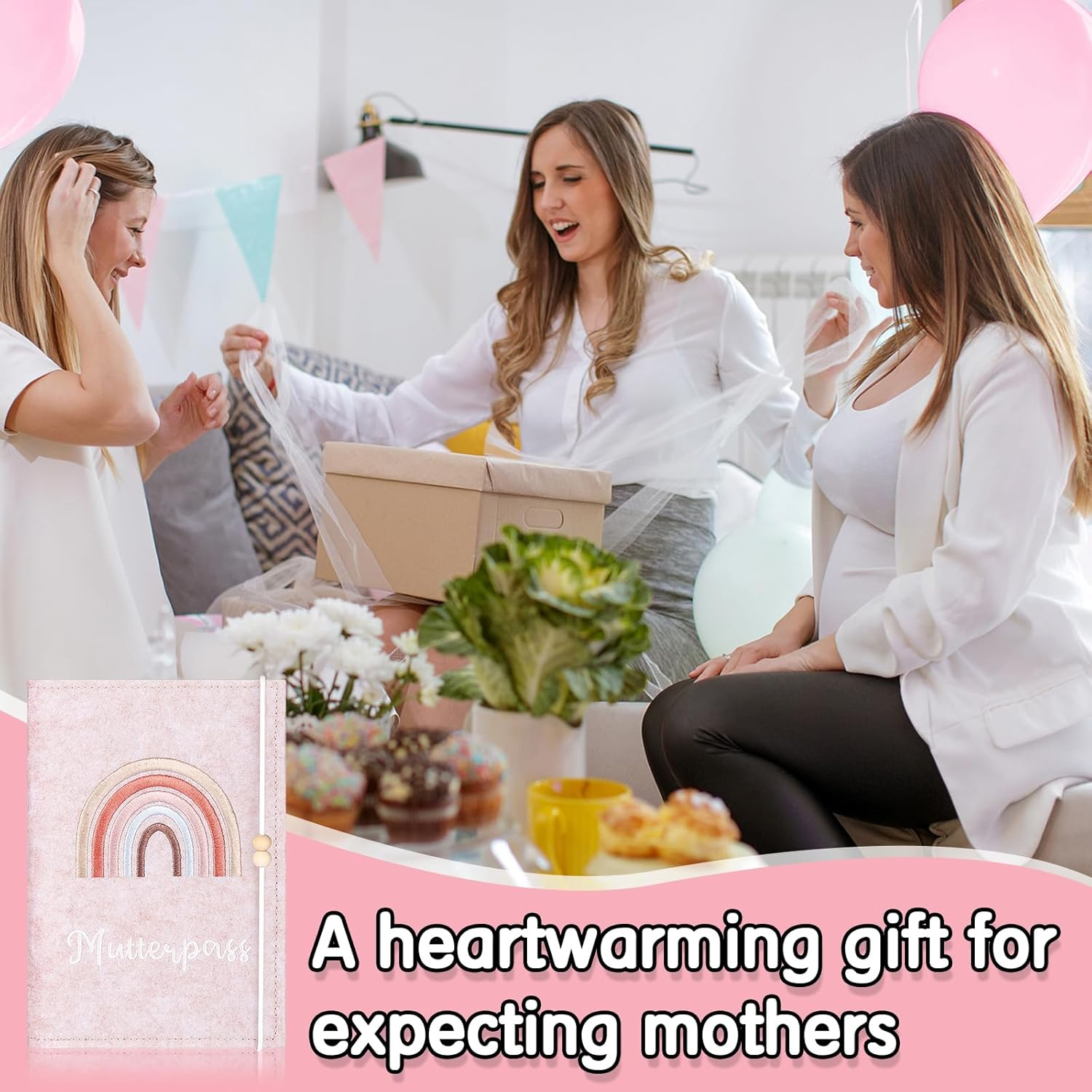 Maternity Log Protective Cover, German Maternity Log Cover Felt, Maternity Log Cover Rose with 2 Key Chains, Cover Maternity Log with Compartments for Ultrasound Image, Vaccination Certific image number 6