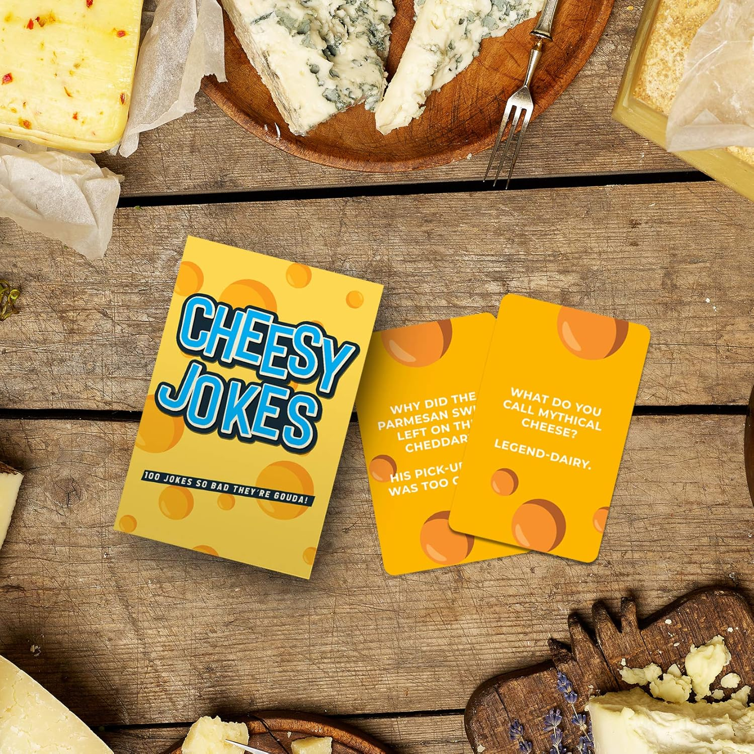 Gift Republic Cheesy Jokes Card Game, 100 Hilarious Pun Cards for Adults and Teens, Family Friendly Party Entertainment, Fun Joke Set for Game Nights, Travel, Holidays, Office or Home image number 1