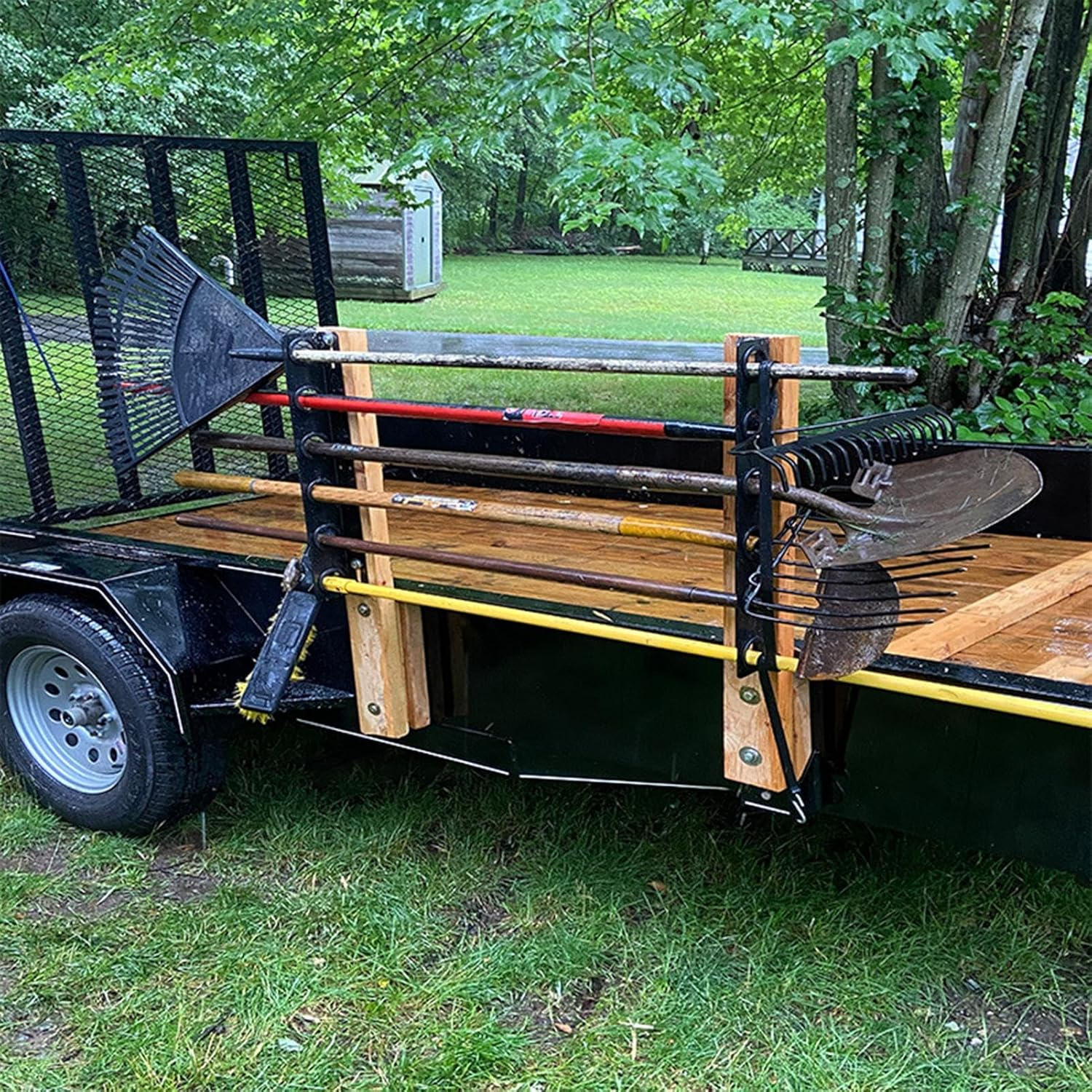 Tool Rack for Trailer, Upgraded 6-Tool Storage Rack Heavy Duty Shovel, 2Pcs Storage with Rubber Grommets, Mounting Hardware Accessories, Holds 6 Tools image number 2