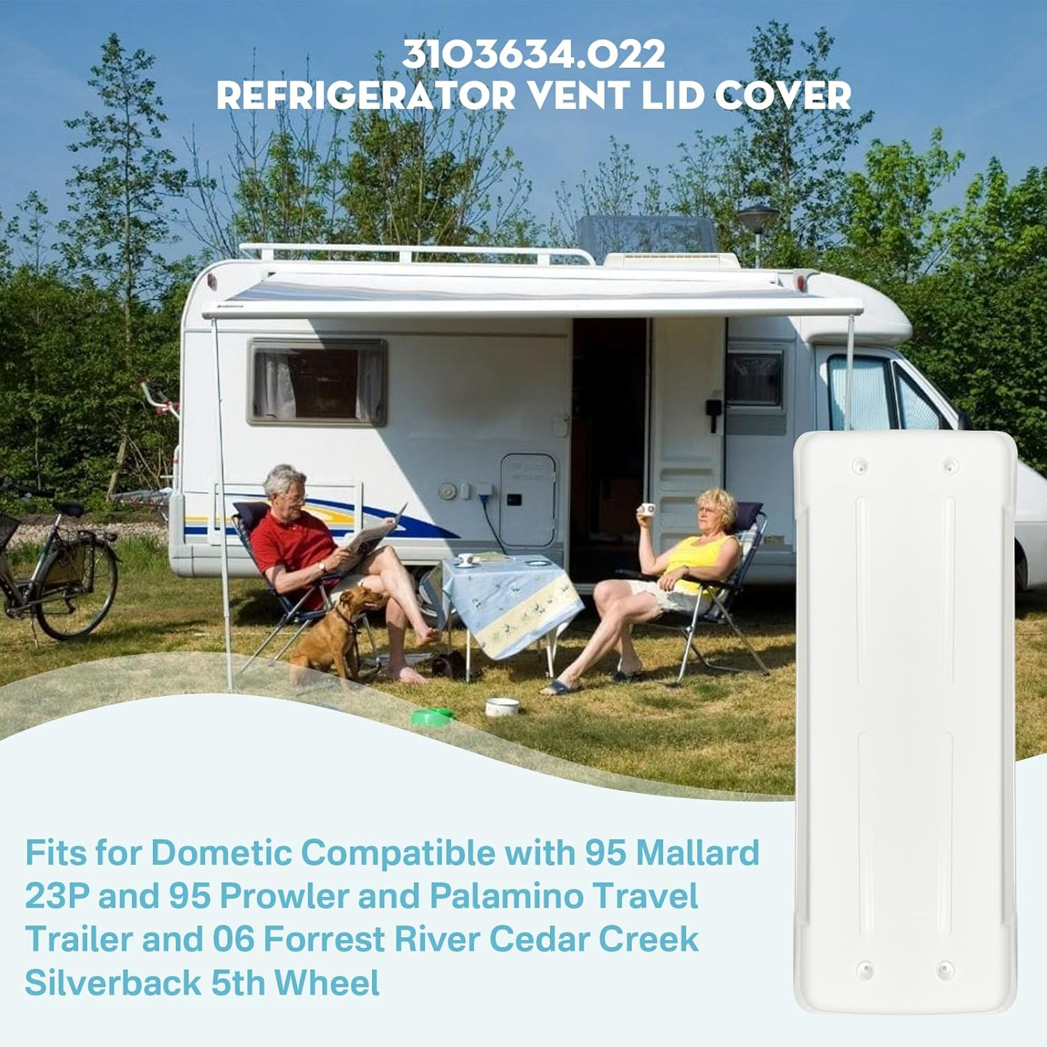 Earthtec 3103634.022 Rv Refrigerator Roof Vent Cover Replacement for Dometic Fridge Roof Vent Lid Cap image number 2