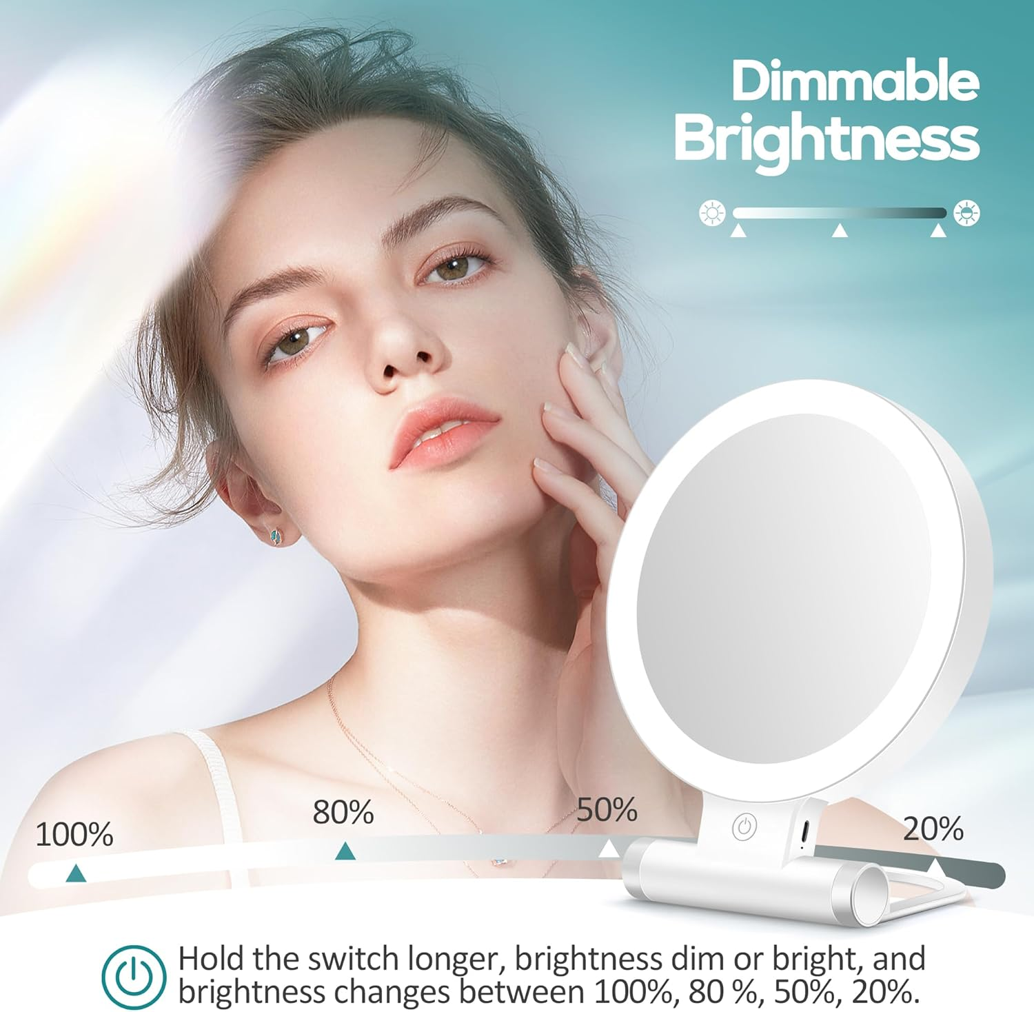 B Beauty Planet Magnifying Mirror with Light 30X, Double-Sided 1X/ 30X Magnifying Makeup Mirror with Tweezer, 2000Mah 3 Colour Modes with Adjustable Brightness,Foldable Compact Travel Mirror image number 3