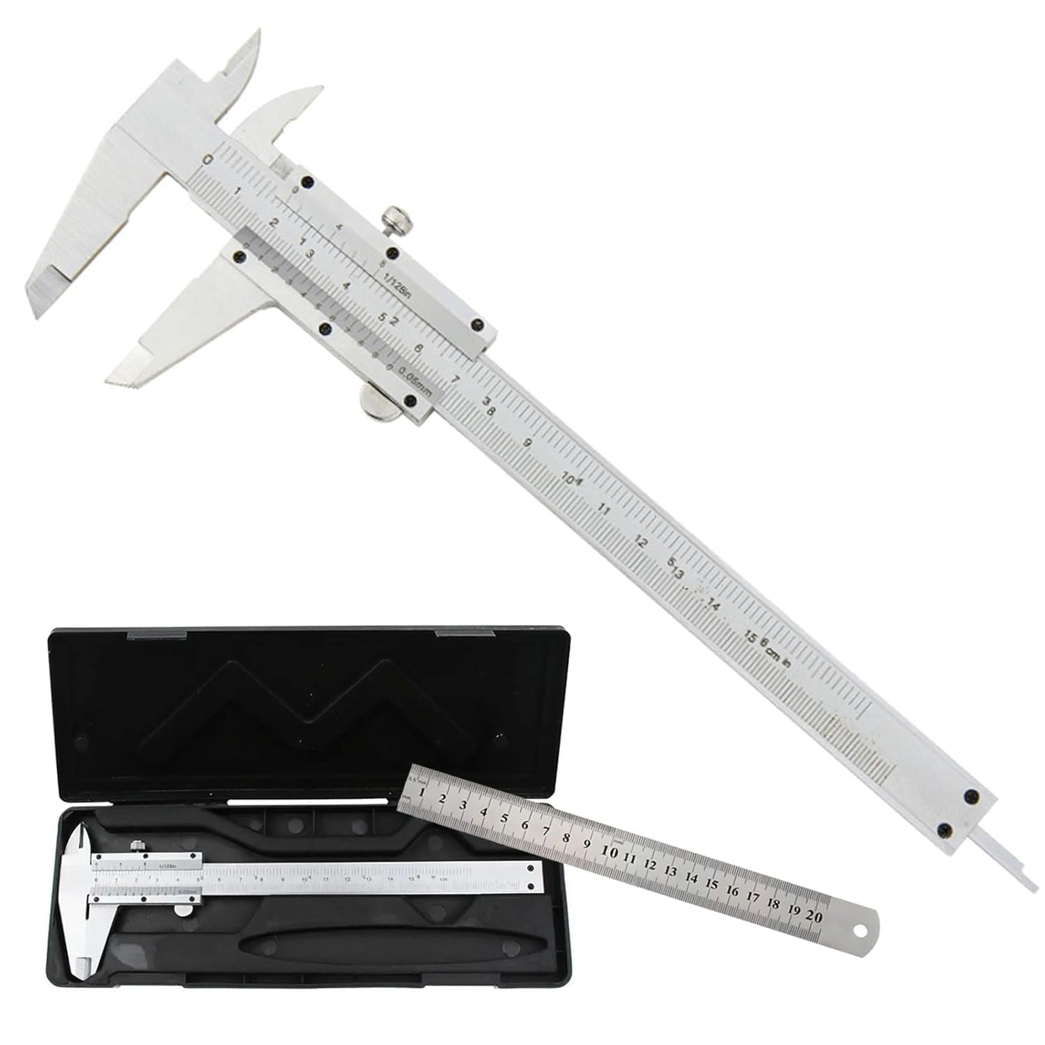 Wentworth 6" (150Mm) Stainless Steel, High Precision Micrometer, Dual Scale 1/128" & 0.05Mm, Carbon Caliper Measuring Tool image number 3