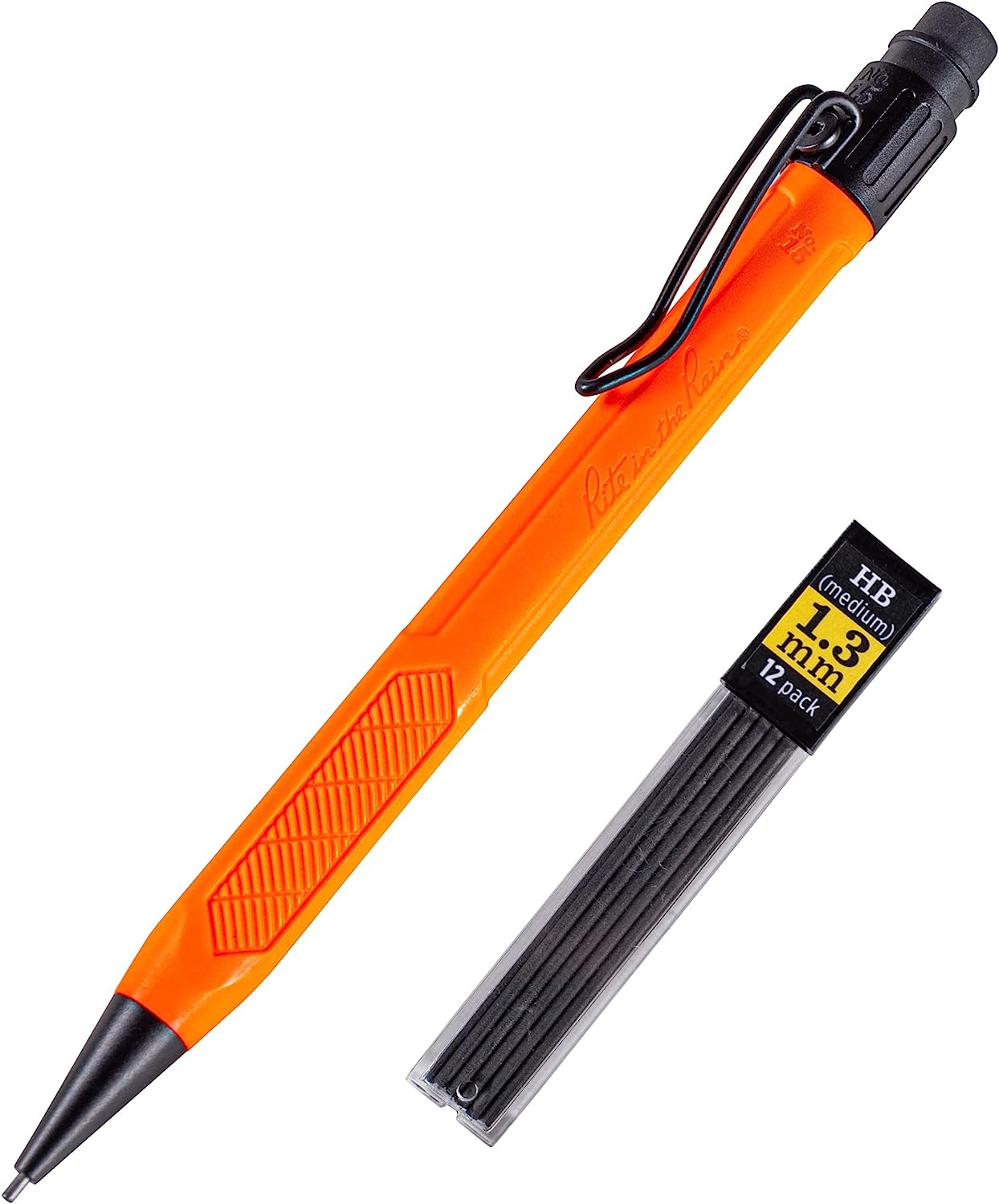 Rite in the Rain Weatherproof Mechanical Pencil, Orange Barrel, 1.3Mm Dark Lead, 12 Lead Refills (No. OR15)