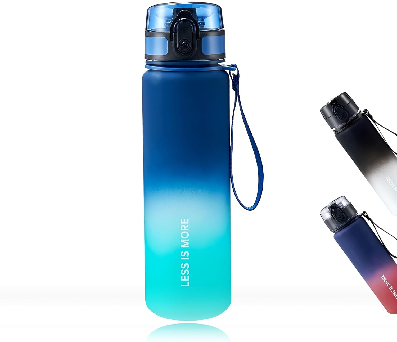 DEARART 1000Ml Blue Water Bottle with Motivational and Time Marker, BPA FREE Quick Drink without Straw, Suit Sports Office Gym School Ect. image number 1