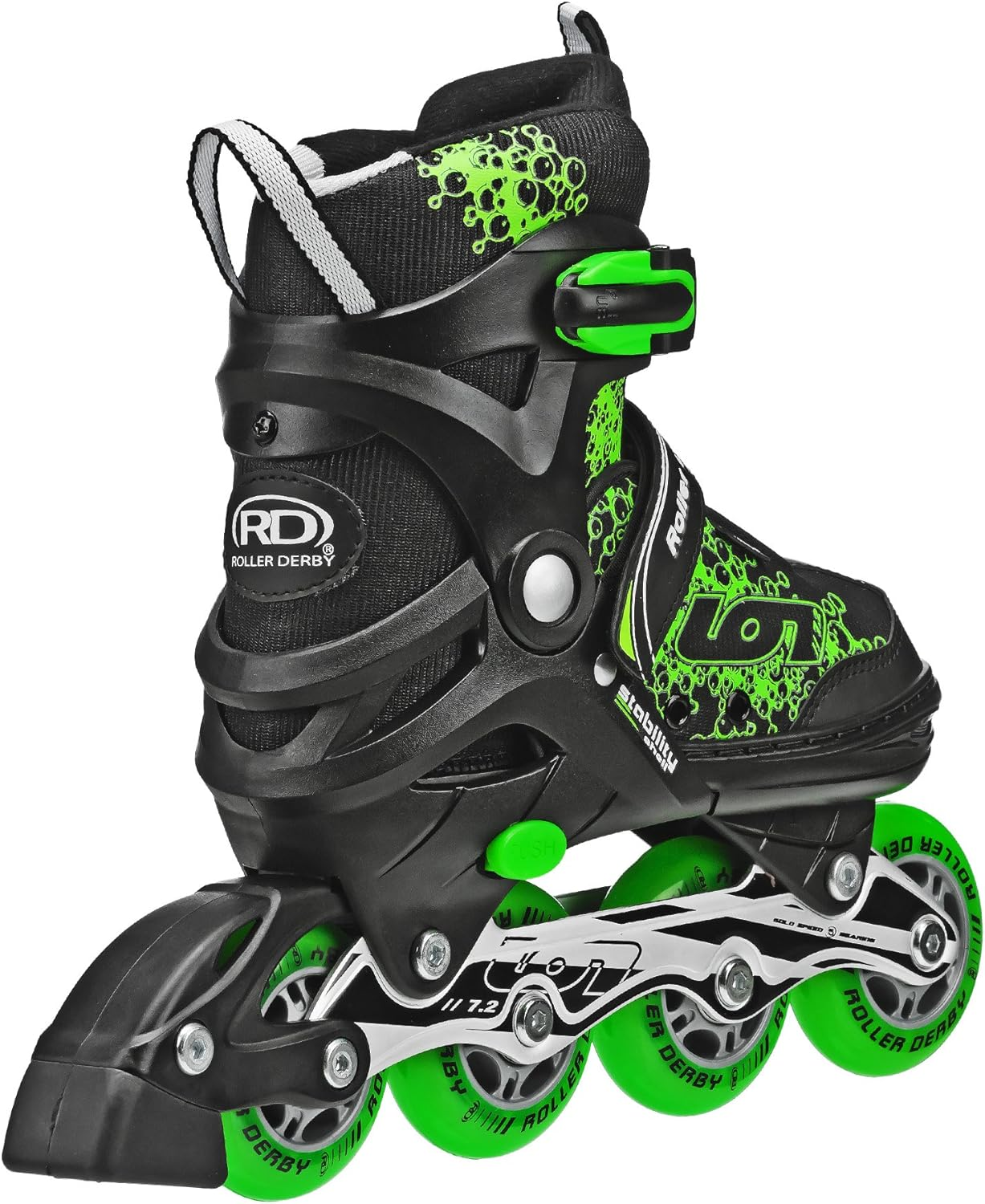 Roller Derby ION 7.2 Inline Skates with Aluminum Frames and Adjustable Sizing for Growing Feet