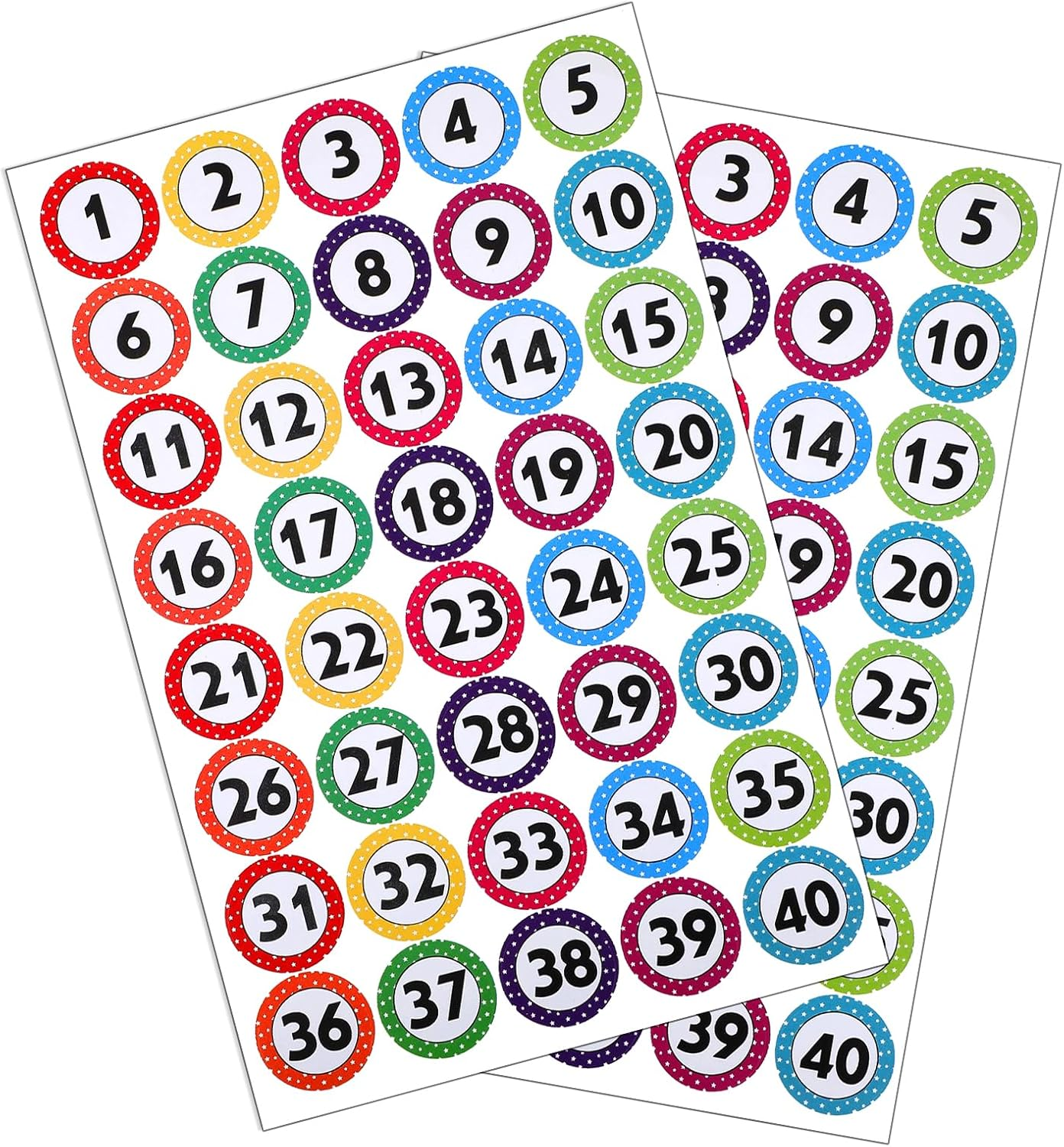 1 Inch Number Stickers 1-40, 24 Sheets Consecutive Numbers Labels, 1 to 40 Inventory Sticker, Removable Dot Stickers Number Labels for Classroom, Office, Storage, Indoor, Boxes image number 2