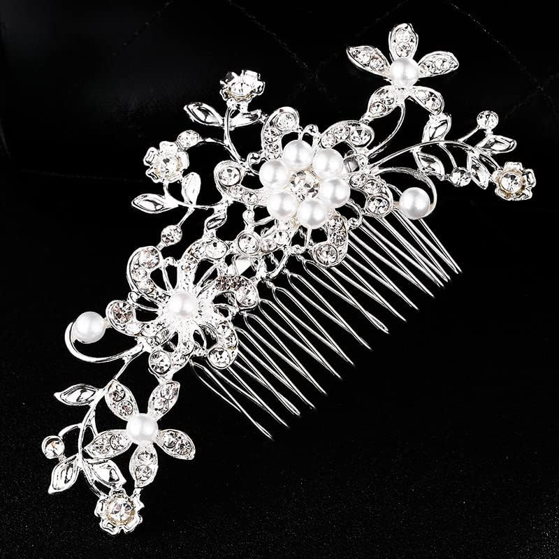 Poemtian Bride Wedding Hair Clip Comb, Women Hair Combs Accessories,Crystal Hair Pins Bridal Hair Comb Wedding Hair Accessories Decorative Hair Comb Clips for Women for Party Wedding Prom Bridesmaid