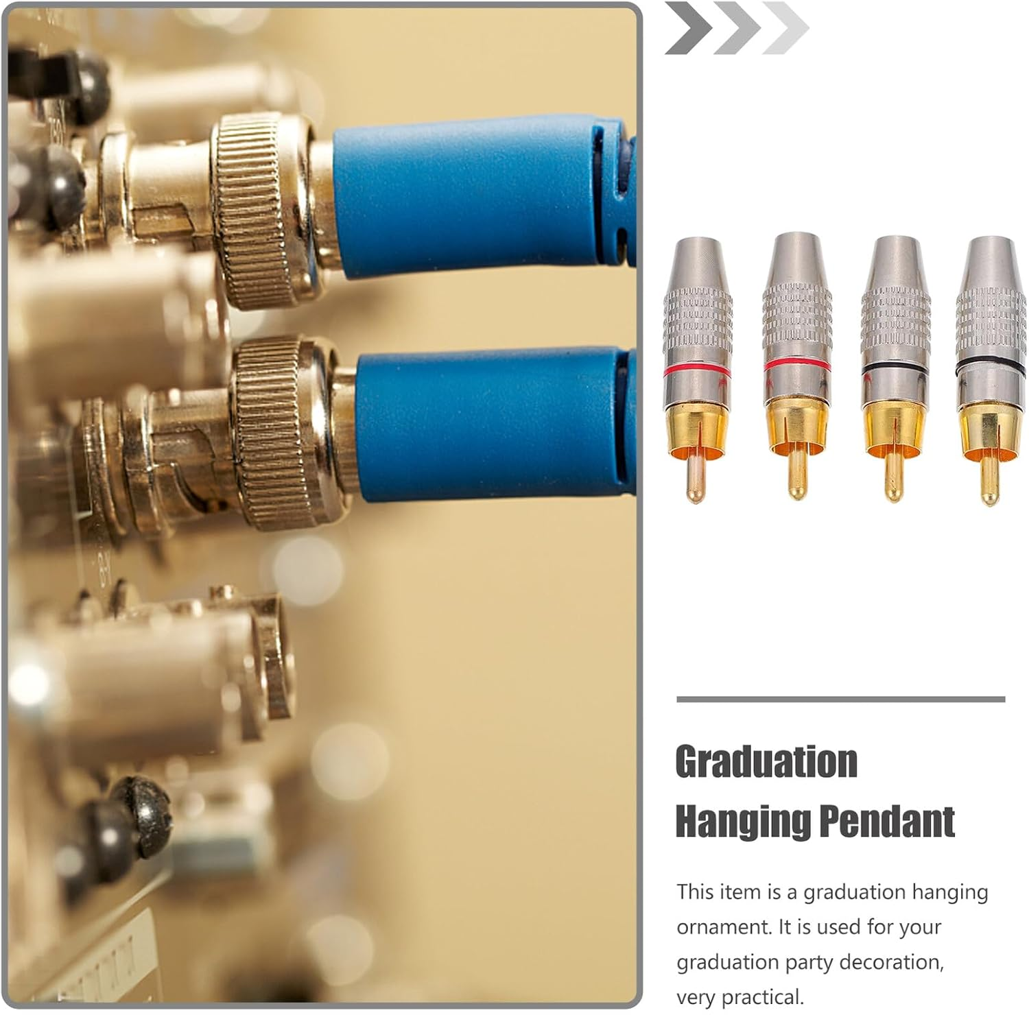 FONDOTIN 4Pcs Gold-Plated Male Audio Plug Connector Set Rings, AV Cable Repair Ends for Professional Speaker and Hi-Fi Audio Systems in Home Theater image number 2