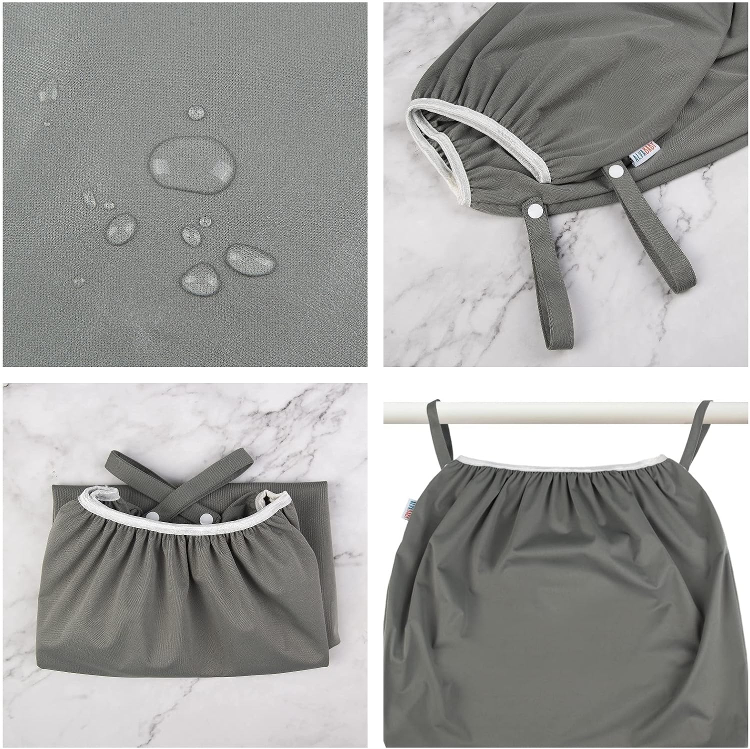 ALVABABY Reusable Diaper Pail Liner for Cloth Diaper,Rubbish Bag,Laundry,Kitchen Garbage Cans (Black Grey, Small Size：5 Gallon) LLS-B2629