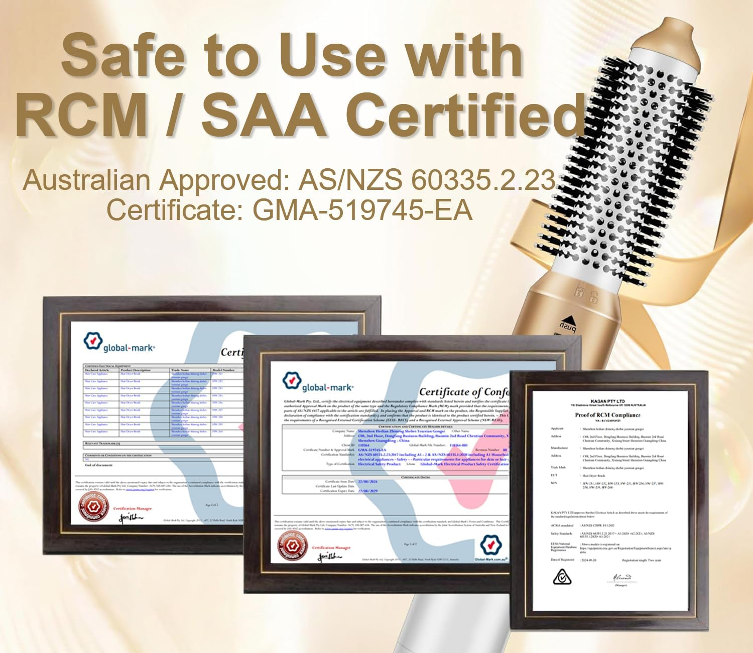 TAMEFOX 5 in 1 Hair Dryer Brush Set, Multifunctional Hair Styler Kit, Hot Air Brush for Styling, Curling, Volumizing, Straightening, Detachable and Interchangeable Hair Styling Tools for All Hair Types (Premium White Gold)