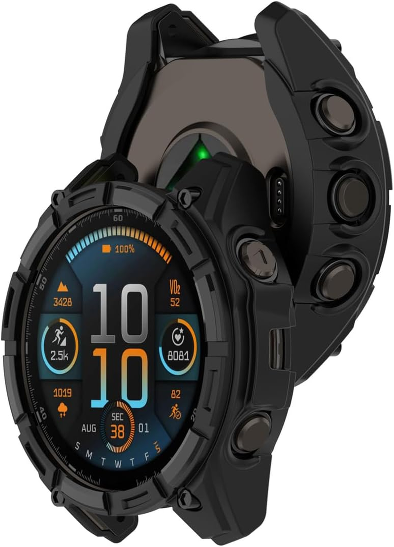 HOMTERN Case for Garmin Fenix 8 47MM AMOLED or Solar Sapphire,Flexible Silicone Armor Cover Shell Shockproof Scratch-Proof Drop-Proof Protector Case (47Mm Solar) image number 4