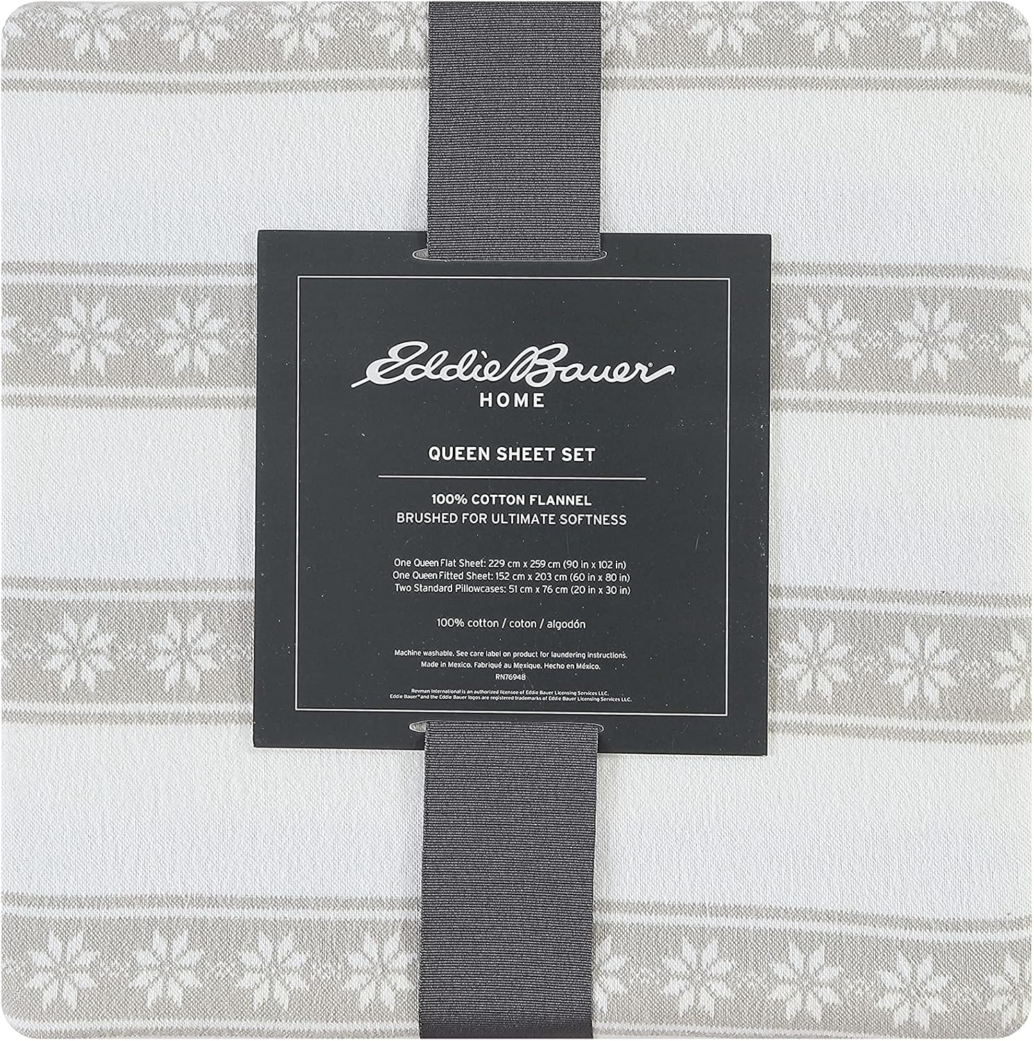 Eddie Bauer - Full Sheets, Cotton Flannel Bedding Set, Brushed for Extra Softness, Cozy Home Decor (Snowflake Fair Isle, Full) image number 1