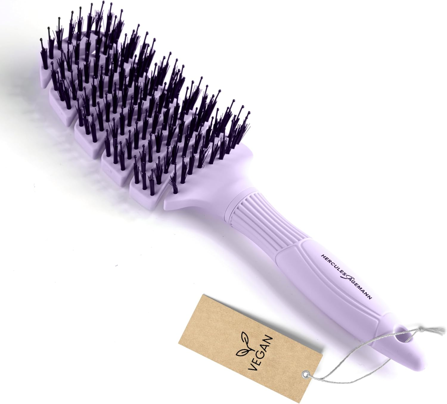 HERCULES S&Auml;GEMANN - Flexy Shape Brush (Wide) | Hair Brush for Extra Gentle Detangling Hairbrush with Ergonomic Handle with Vegan Bristles and Nylon Pins for Healthy Hair | Colour: Soft Pink