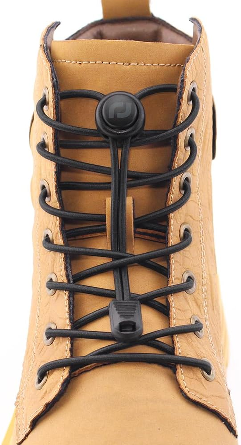 Extra Long No Tie Shoelaces - Elastic Tieless round Boot Laces for Hiking Shoes, Work Boots and Running Sneakers