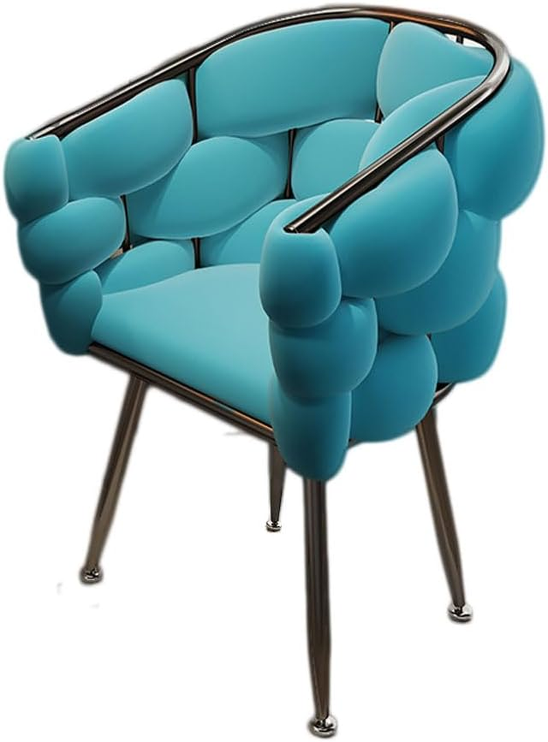 Bubble Chair Modern Lounge Sofa Barrel-Shaped Backrest Velvet Fabric Vanity Chair for Living Room or Bedroom, Makeup, Office, Fining Room (White Gold)