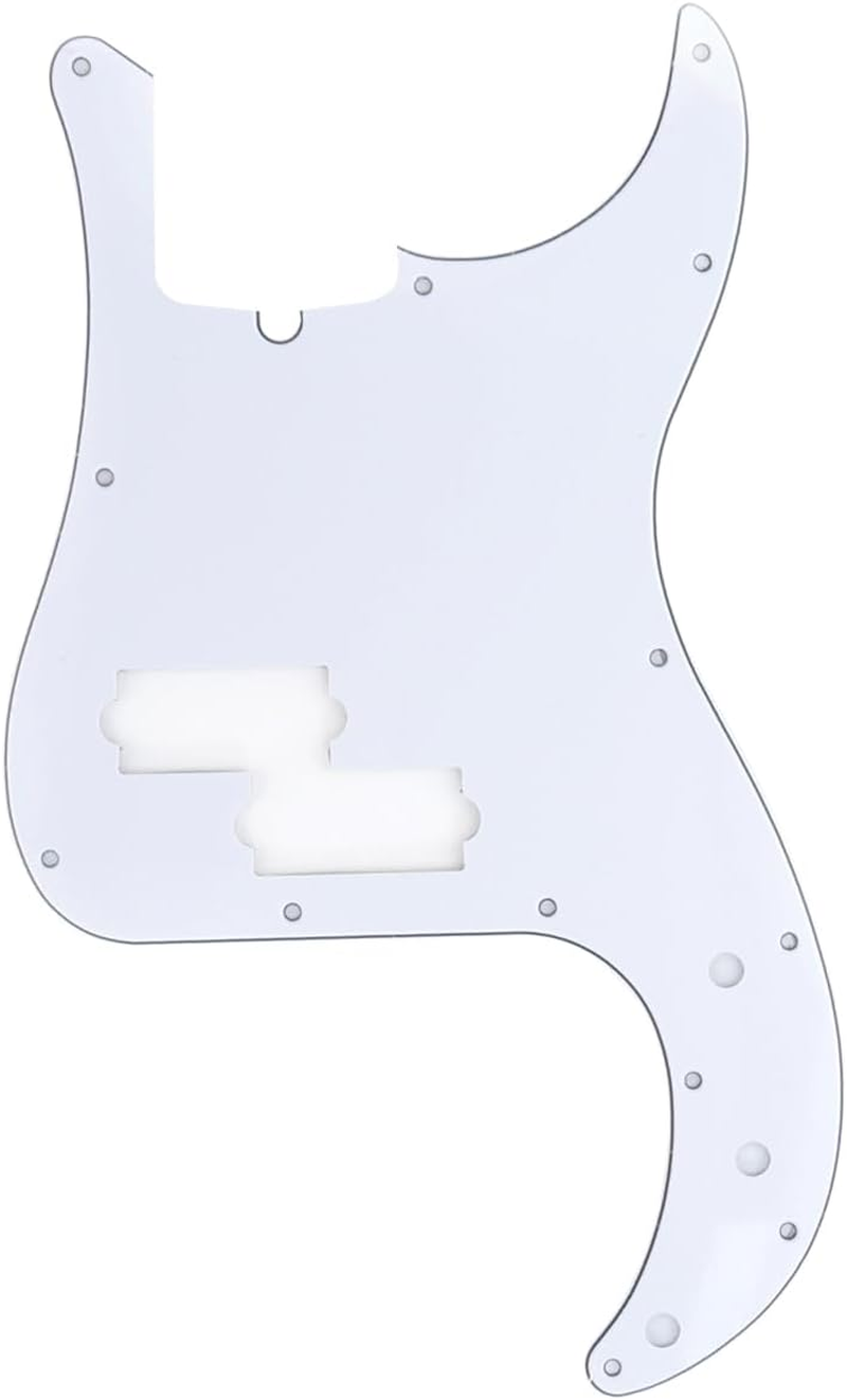 Musiclily Pro 13-Hole Modern Style P Bass Pickguard for 4 String American Precision Bass, 1Ply Black - 3Ply Aged White image number 3
