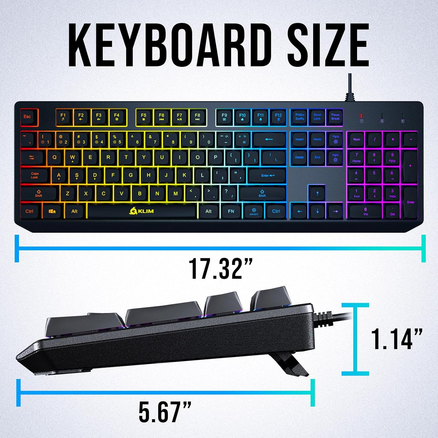 KLIM Chroma Gaming Keyboard Wired USB - New - Durable Ergonomic Waterproof Silent Keyboard - 2 Ms Response Time - Backlit Keyboard for PC Mac PS4 PS5 Keyboard - Black image number 2