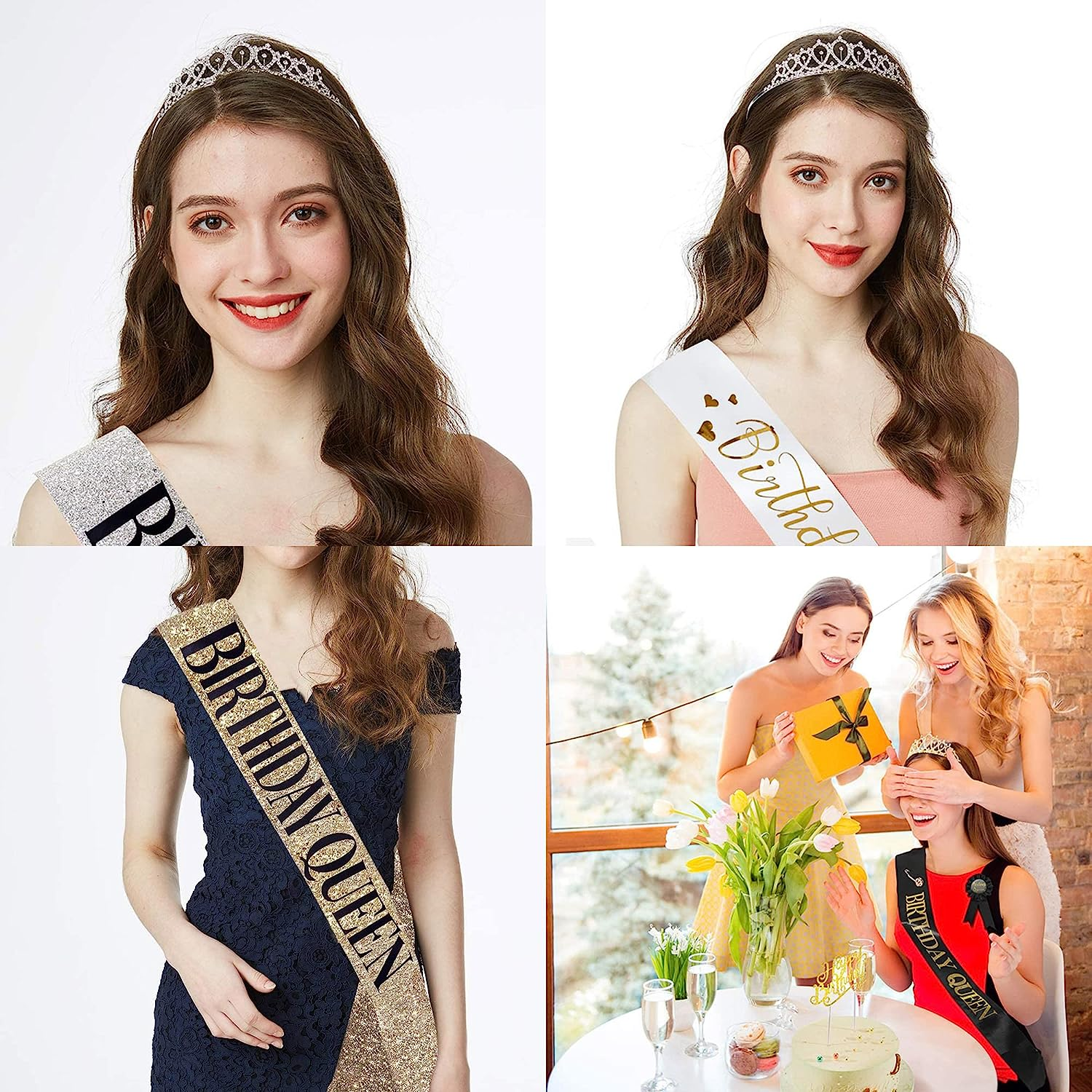 80Th Birthday Sash and Tiara for Women, 80 & Fabulous Sash and Tiara Birthday Crown - Gold image number 4