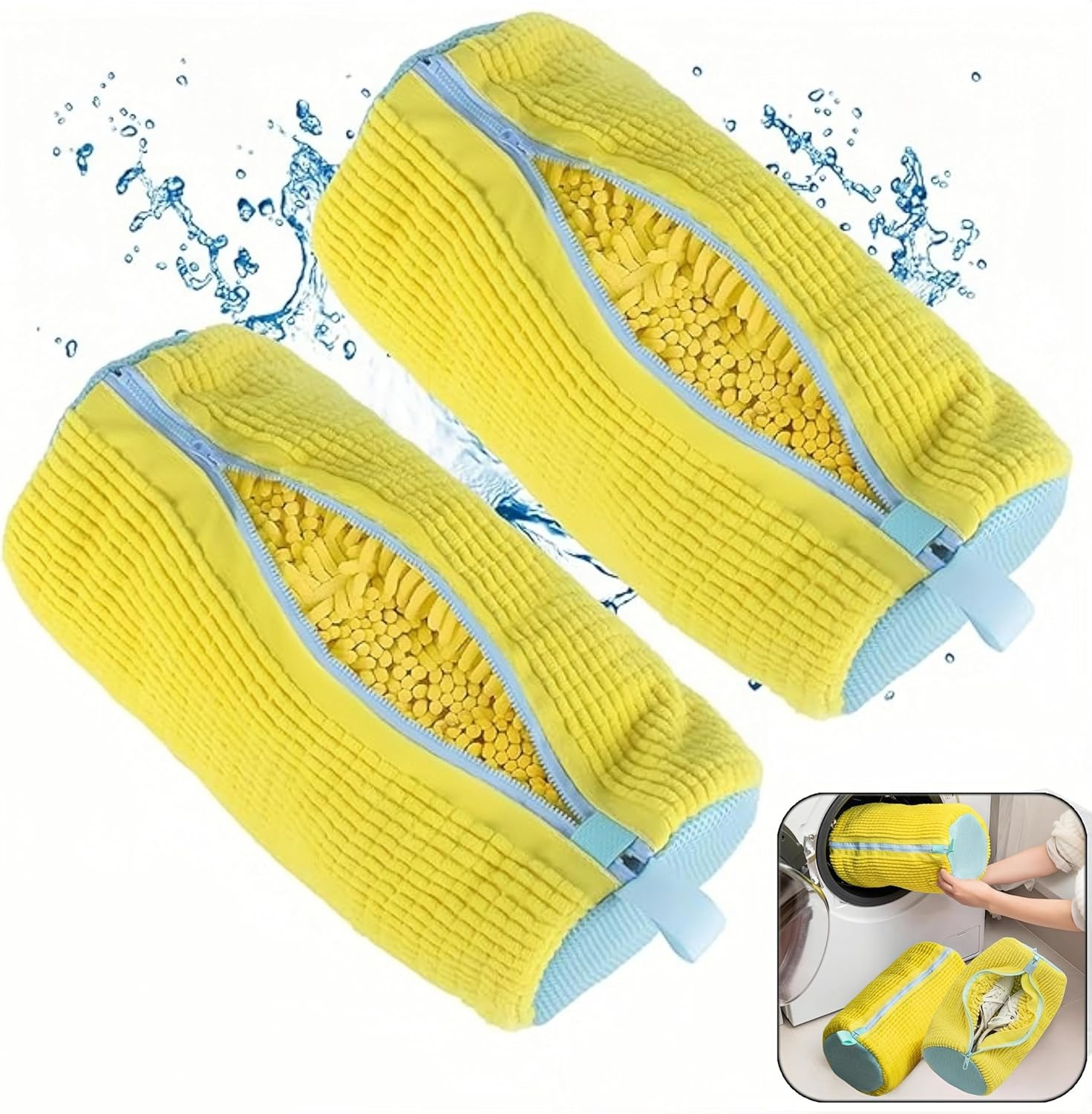 2025 New Upgraded Shoe Wash Bag, 2 Piece Shoe Laundry Bag, Reusable Shoe Bag for Washing Machine, Wrap around Dryer Laundry Zipper Organizer, 360&deg; Clean Zipper Shoe Wash Bag for All Types of Shoes image number 5