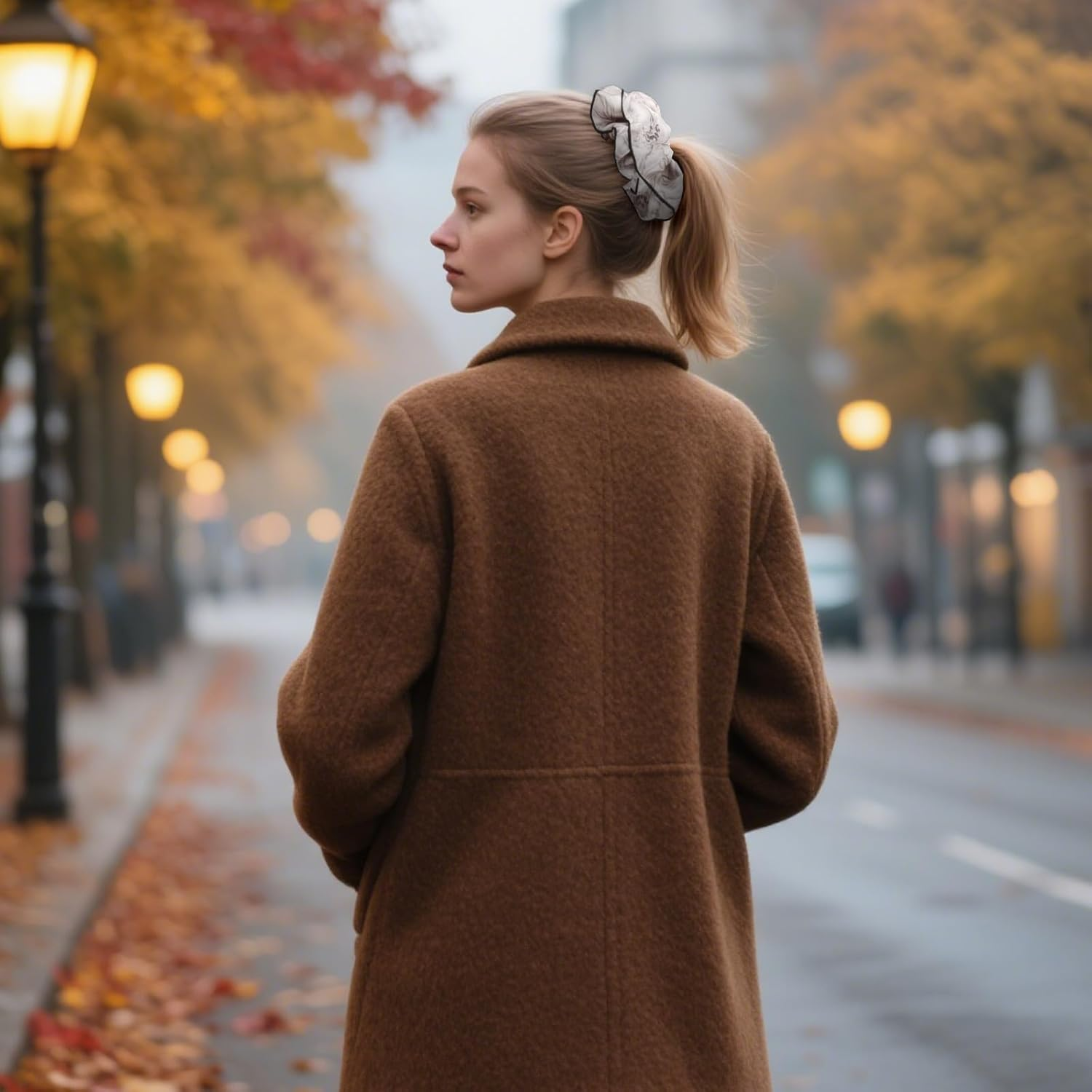 Bumlofa 2 Pieces Printed Pattern Hair Scrunchies Women Set Silky Texture + Retro Designs for Hair Bobbles Girls image number 5