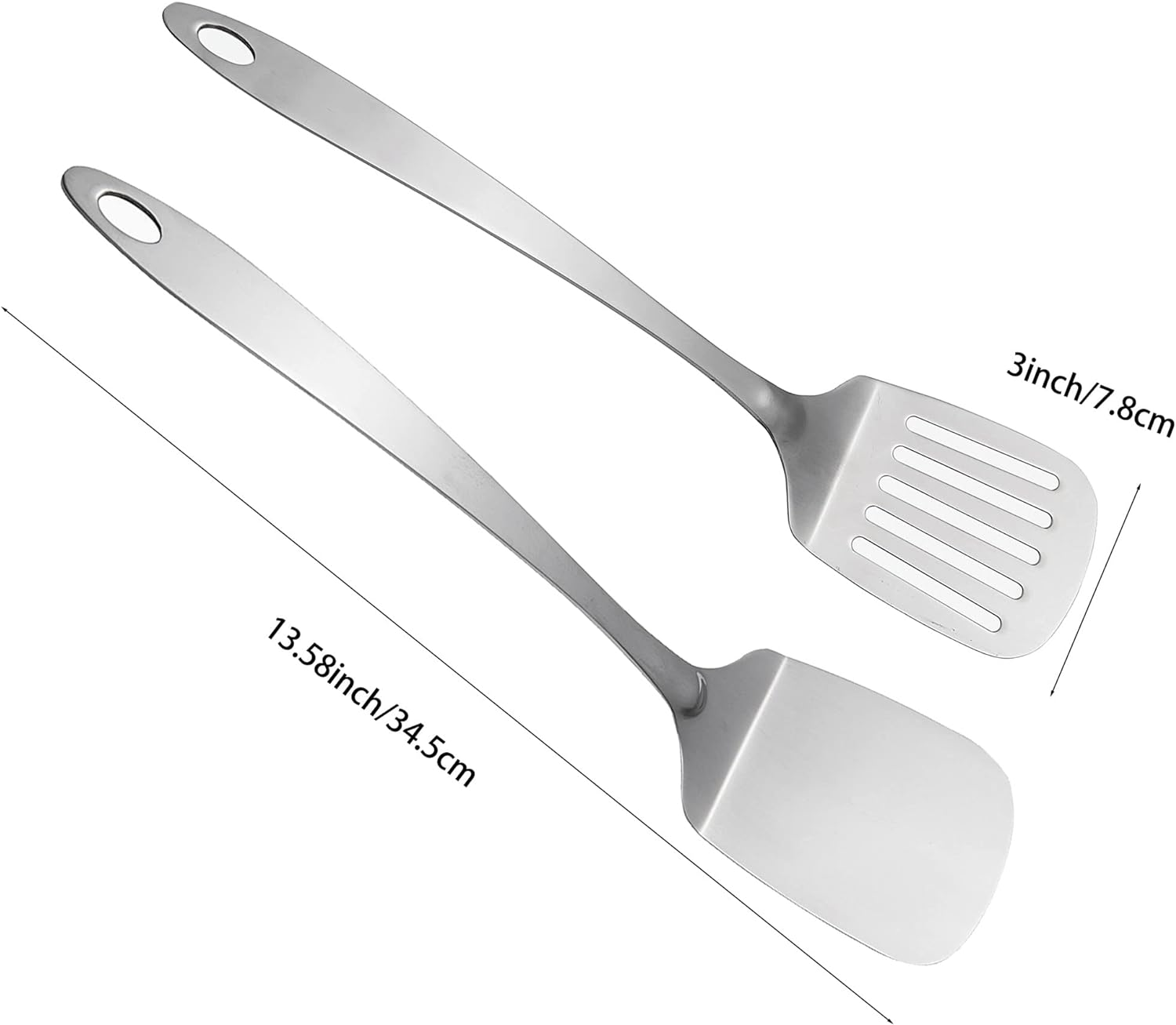 IMEEA Kitchen Spatula Set Solid & Slotted Turner Stainless Steel Fish Slice Solid Turner Cooking Spatulas Set for Fish Eggs Steak Pancakes, 13.5-Inch image number 1