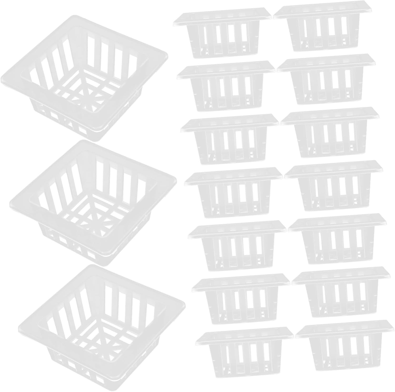 Parliky 20Pcs Square Plastic Mesh Root Baskets for Hydroponic Flower Pots for Plant Propagation and Soilless Gardening image number 2