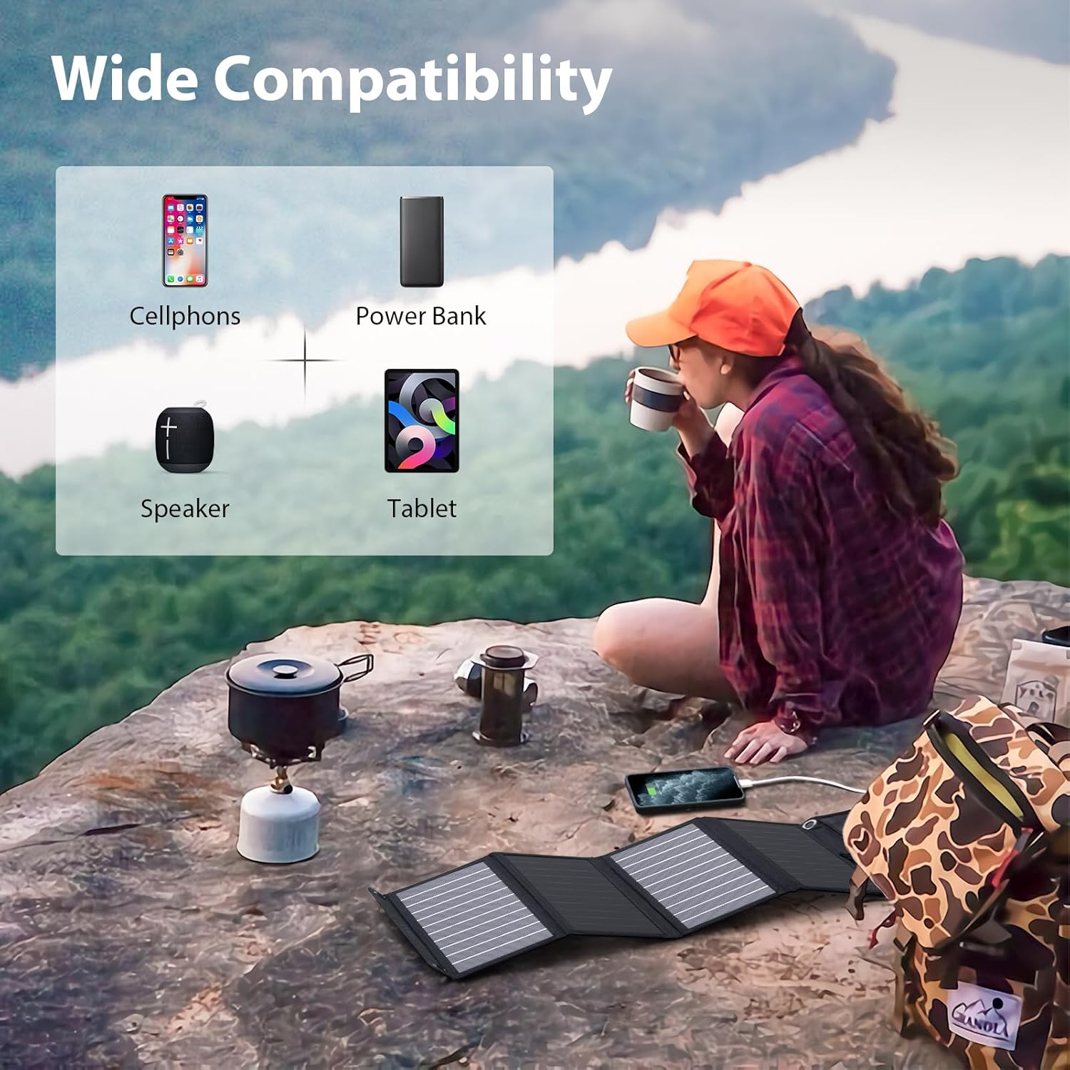 [Upgraded]Bigblue 3 USB Ports 28W Solar Charger(5V/4.8A Max), Foldable Portable Solar Phone Charger with Sunpower Solar Panel Compatible with Iphone 11/Xs/Xs Max/Xr/X/8/7, Ipad, Samsung Galaxy LG Etc. image number 3