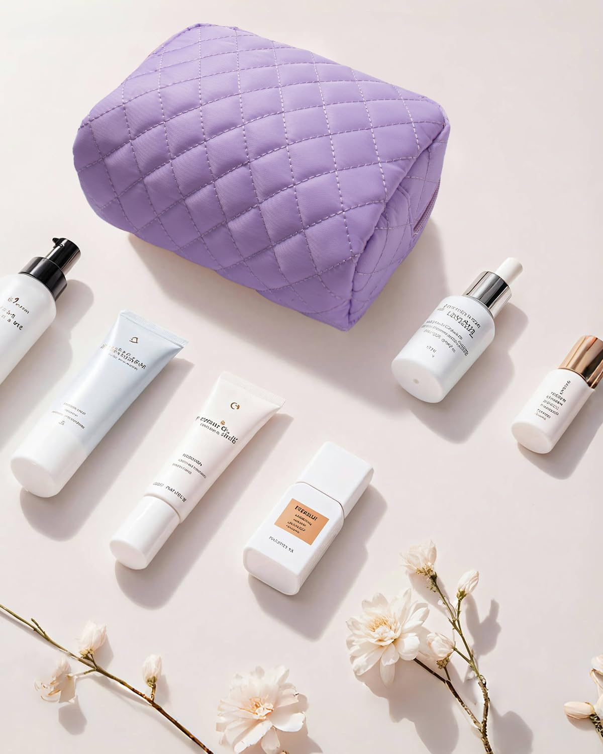 DDPOND Makeup Bag Travel Cosmetic Bag,Small Make up Bags for Women Makeup Organizer Case, Toiletry Bag Quilted Make up Bags Travel Essentials Toiletries Accessories (Black)