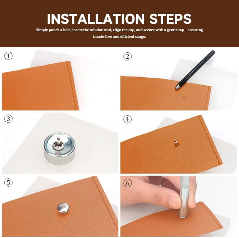 60 Sets Double-Cover Cap Leather Rivets Silver, Metal Fashion Leather Mushroom Studs for Fabric Belts Pet Collars Boot Repairs Decorations