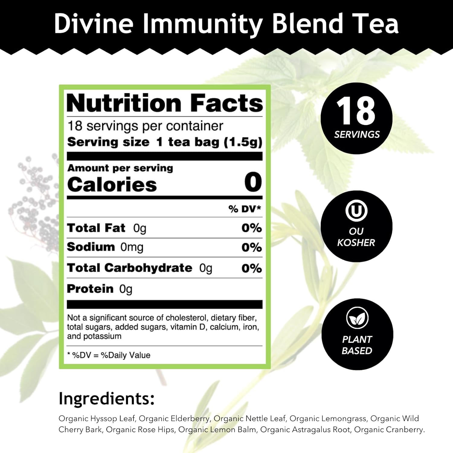 Buddha Teas Organic Divine Immunity Blend Tea 18 Teabags