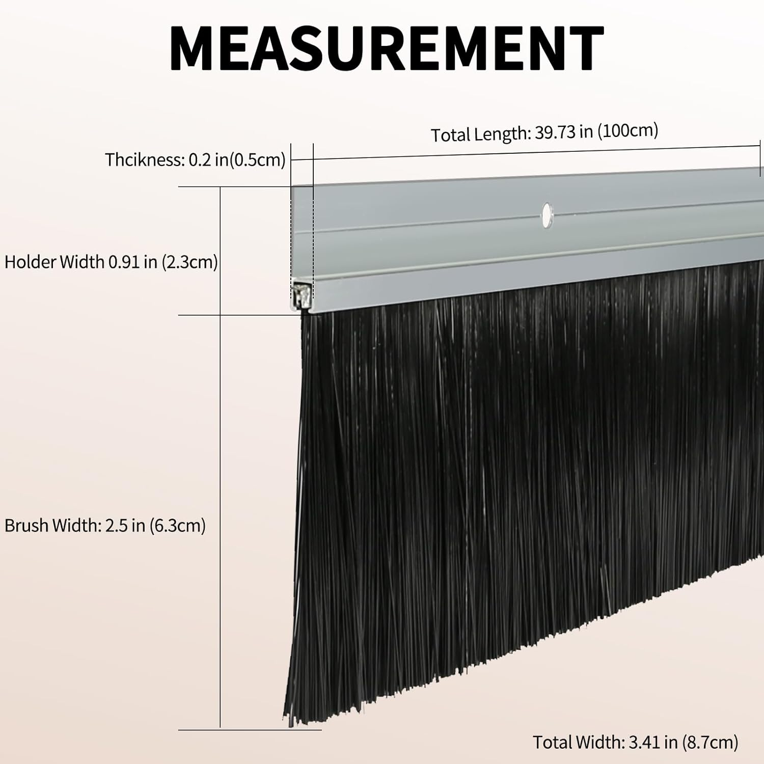 Retsun 1 Set 2.5 Inches Net Width Door Brush Sweeps Seal Garage Roll up Door Brush Durable Easy Mounting for Exterior Doors (2.5 Inches, 1)