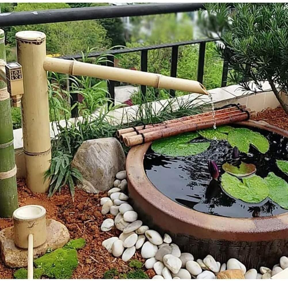 Garden Fountain Decoration Bamboo Feng Shui Outdoor Water Fountain Japanese Garden Design Spout,Bamboo Water Feature Waterfall