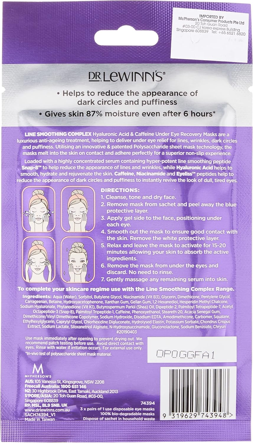 Dr. Lewinn'S Line Smoothing Complex Eye Recovery Masks 3 Pairs