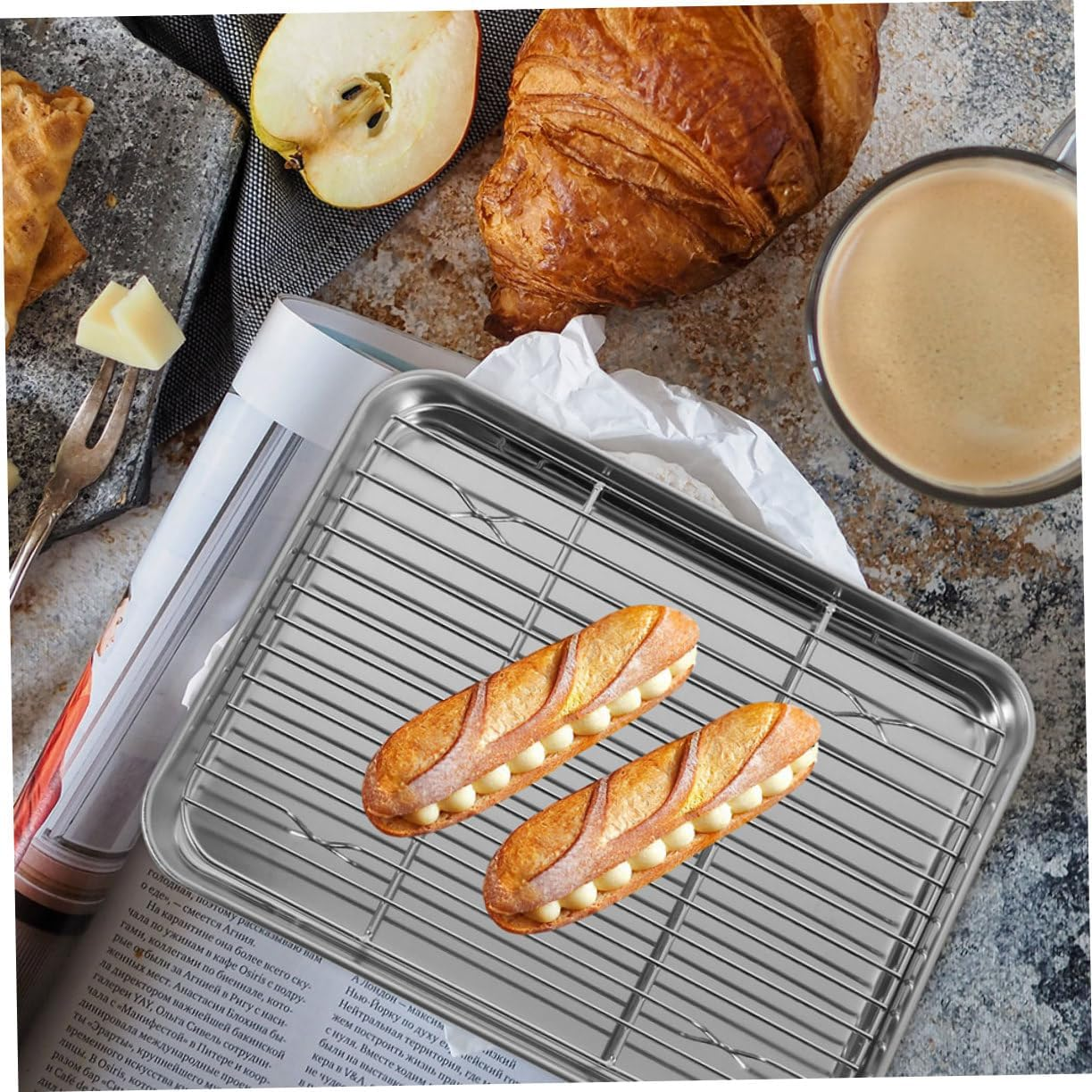 Cabilock 1 Set Stainless Steel Oil Drain Grid Versatile Baking Sheet Rack for Home Use image number 3