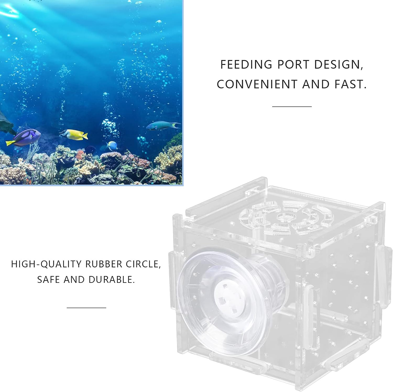 Fish Breeding Box, Aquarium Hatchery Transparent Fish Isolation Box with Feeding Hole for Shrimp(Single Grid Small Mini 6 * 6 * 6) image number 3