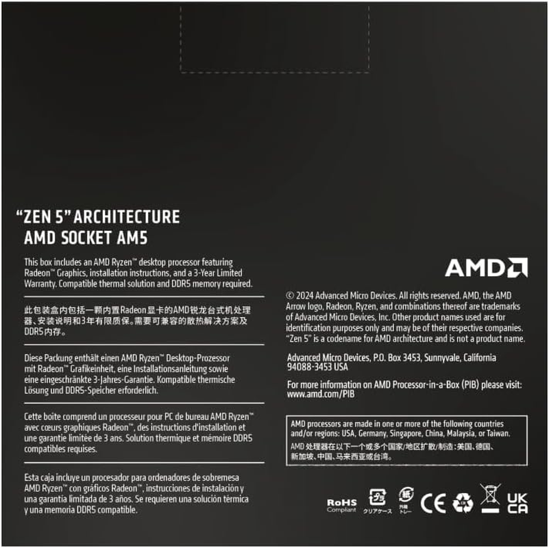 AMD Ryzen 9 9950X Processor, 16 Cores/32 Unbridled Threads, Zen Architecture 5, 80MB L3 Cache, 170W TDP, up to 5.7Ghz Frequency Boost, Socket AM5, DDR5 & Pcie 5.0, No Fan image number 4
