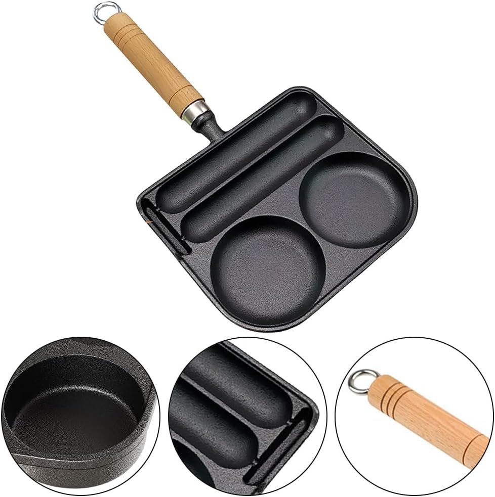 Nonstick Egg Frying Pan, 2-Cup Breakfast Skillet for Pancakes, Burgers & Sandwiches, Multi-Section Divided Pan, Easy to Clean, Compatible with Gas Stove & Induction Cookware image number 6