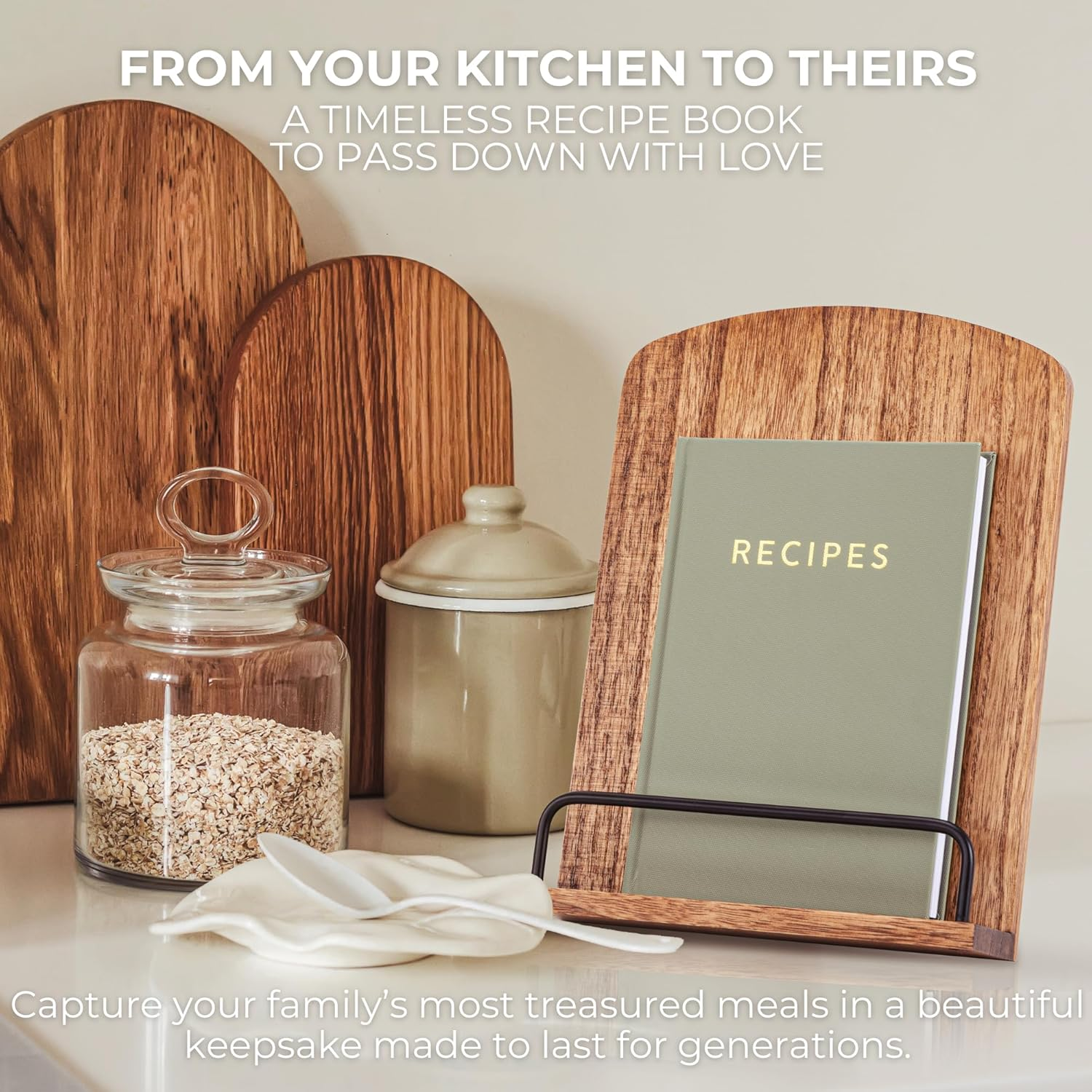 ZICOTO Aesthetic Blank Recipe Book with Waterproof Cover - the Perfect Recipe Notebook to Write in Your Own Recipes - Simplified Blank Cookbook to Organize Your Recipes - Sage Green image number 3