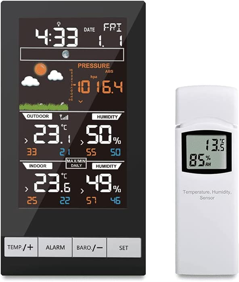 ECOWITT Wireless LCD Colour Weather Station WN2810, Thermometer&Hygrometer, Temperature and Humidity, Barometric Pressure, Moon Phase, Weather Forecast, Alarm Clock Snooze, 433 Mhz image number 3
