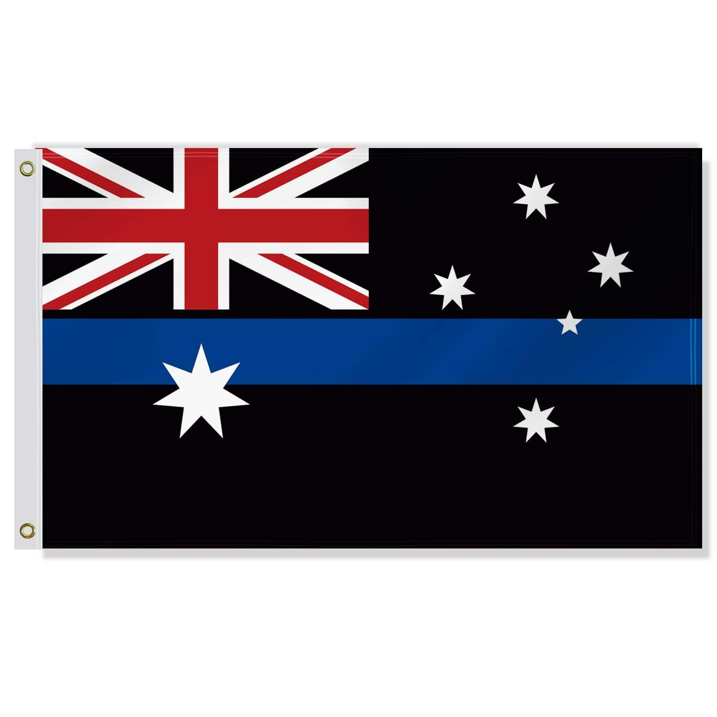 3&times;5 FT Blue Line Australia Flag,Large Honoring Australians Policeman Police Officer National Decor,Double Side Digital Printed 150D Polyester Banner with Canvas Header Brass Grommet image number 2