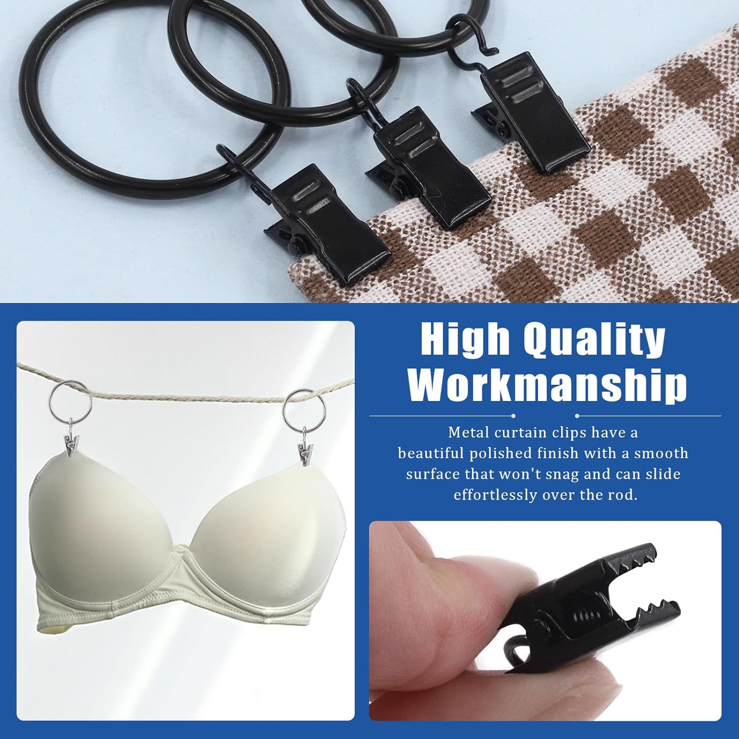 Glarks 40Pcs 25Mm/1 Inch Bronze Curtain Rings with Clips, Rustproof Metal Drapery Curtain Hanging Rings with Drapery Clips, Decorative Curtain Rod Clips Rings Hangers for Window Door Shower Curtain