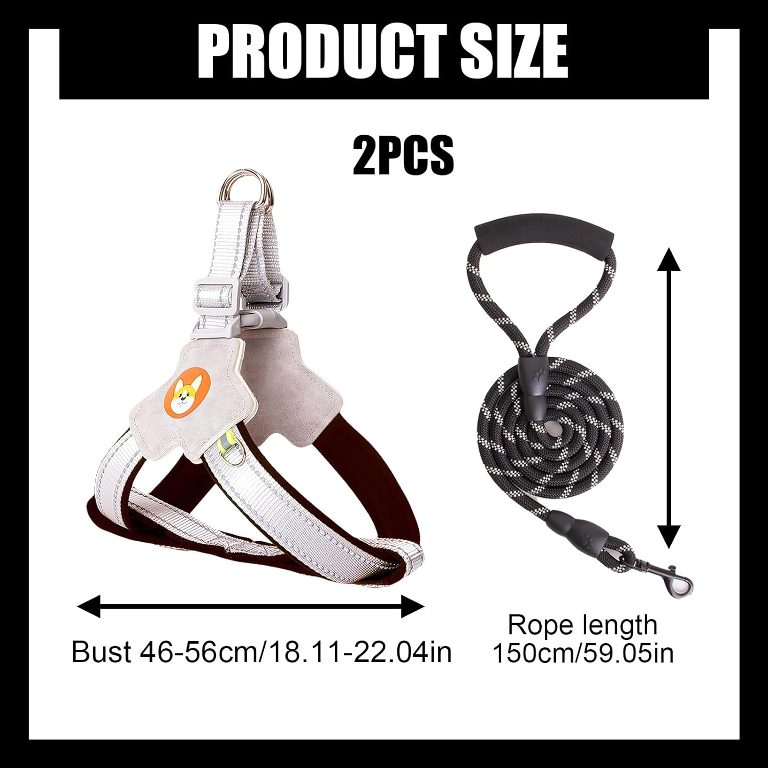 Adjustable Kitten Harness and Lead Set with Reflective Strips, Escape Proof Puppy Kitten Vest Harnesses, Cat Vest Harness and Lead Sets, for Small Medium Cats Pets Outdoor Walking Escape Proof (Black) image number 4