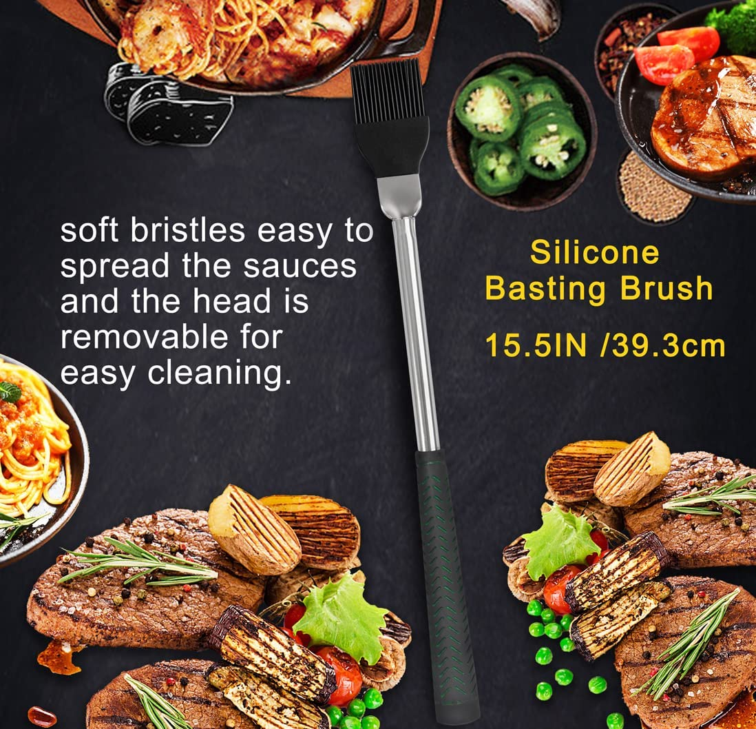 POLIGO 7PCS Golf-Club Style BBQ Tools Set Grilling Tools with Rubber Handle - Stainless Steel Grilling Accessories for Outdoor Grill Set Premium Grill Utensils Set Christmas Birthday Gifts for Men Dad