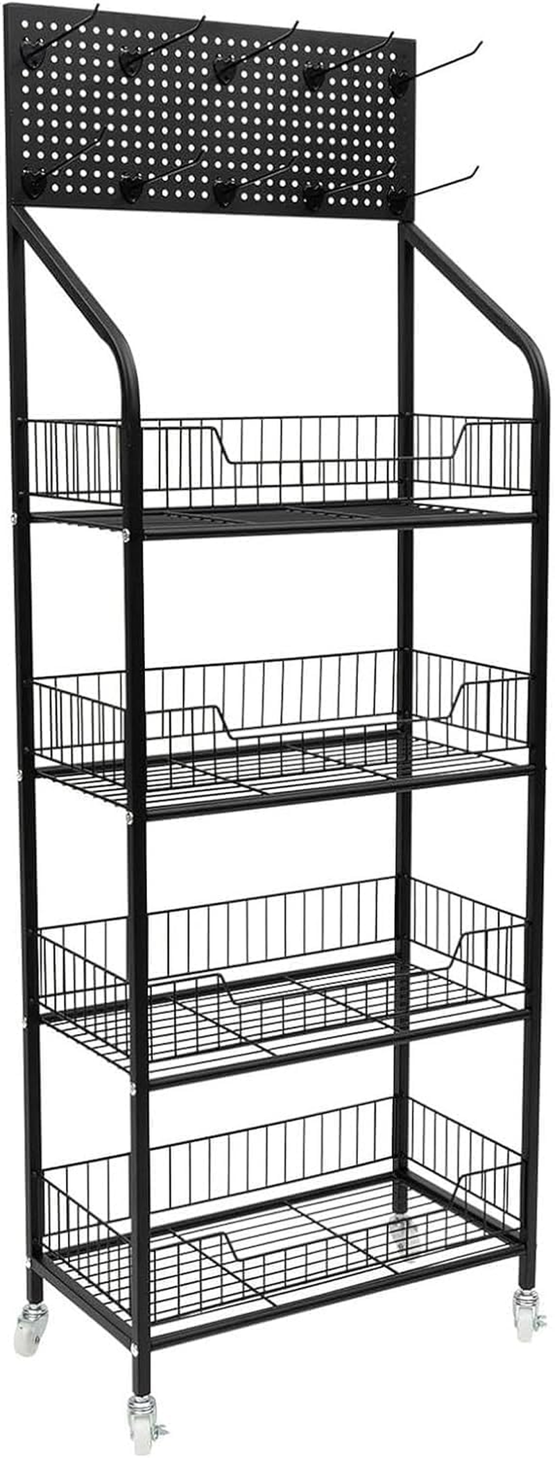 Snack Storage Rack Storage Baskets， Metal Wire Storage Shelf Display Rack image number 6