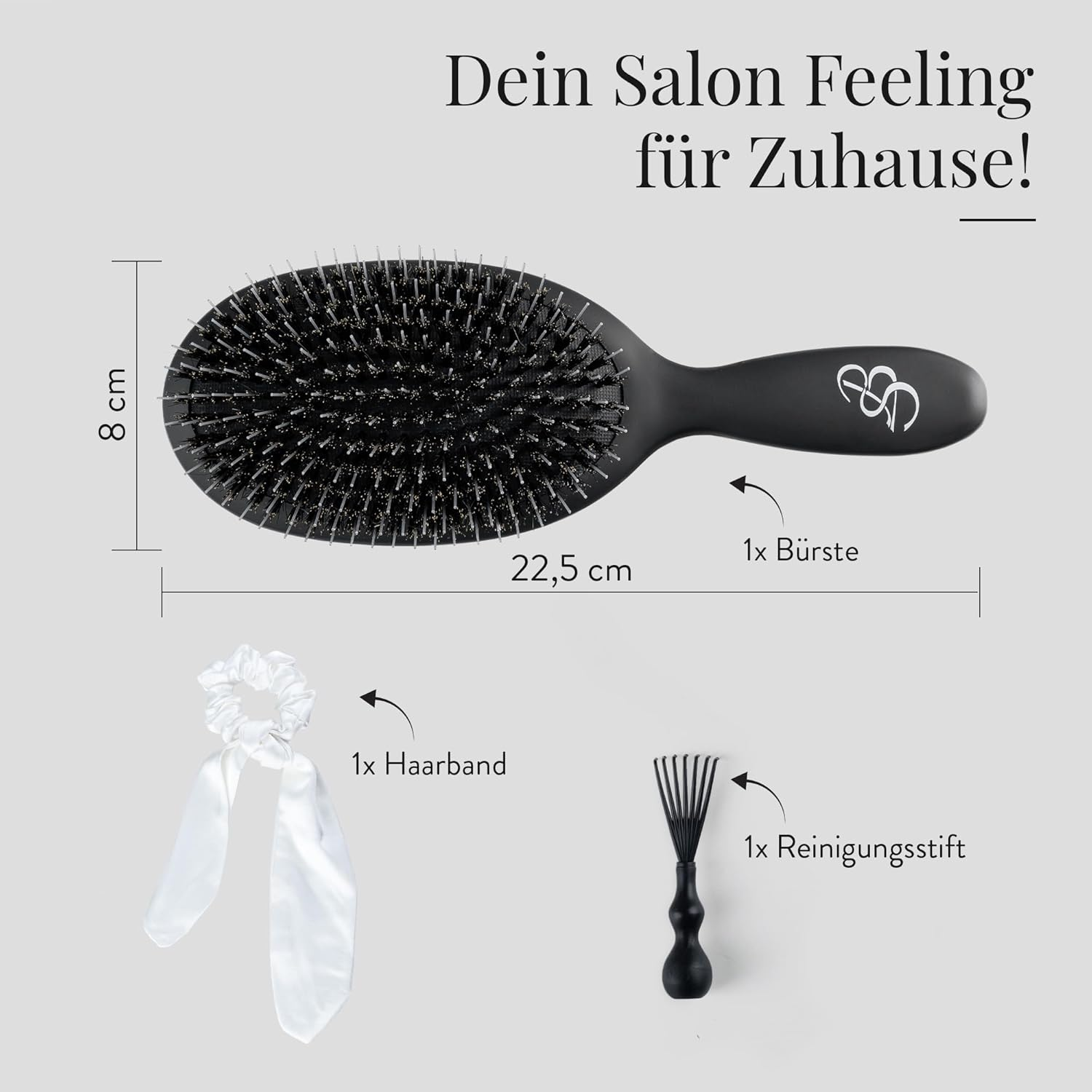 Bianca Sauchella Secret Shine Extensions Brush - Wild Boar Bristles & Keratin Pens, Anti-Frizz, Gentle without Pulling, Ideal for Tape-In, Bonding & Clip-In Extensions (Black)