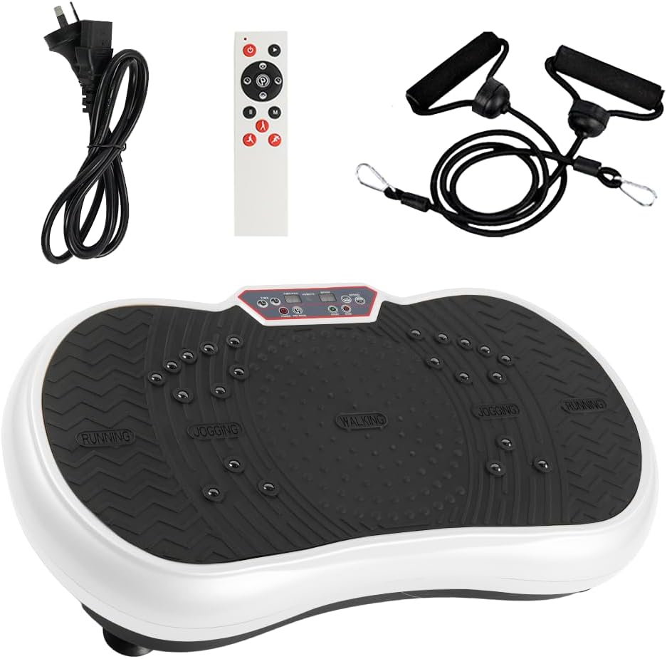 PORIYA Vibration Machine,180Kg Capacity,99 Speed Levels,Remote Control Full Body Fitness Vibrating Plate,Exercise Platform with Resistance Bands for Home Workout,Ideal for All Ages - Black image number 6