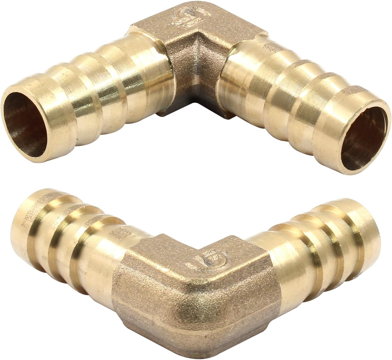 Hordion 2PCS 1/2" Hose Barb Fitting 90 Degree Elbow Connector, Right Angle Brass Barbed Fitting for Water Fuel Air image number 4