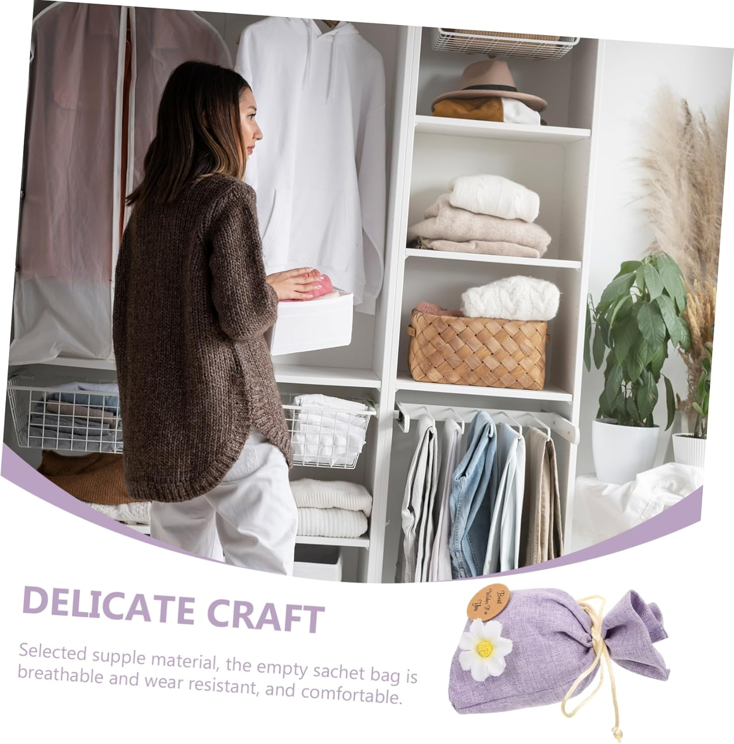 10Pcs Empty Sachet Bags Refillable Dried Sachet Wardrobe Bag for Fragrance and Packing image number 3